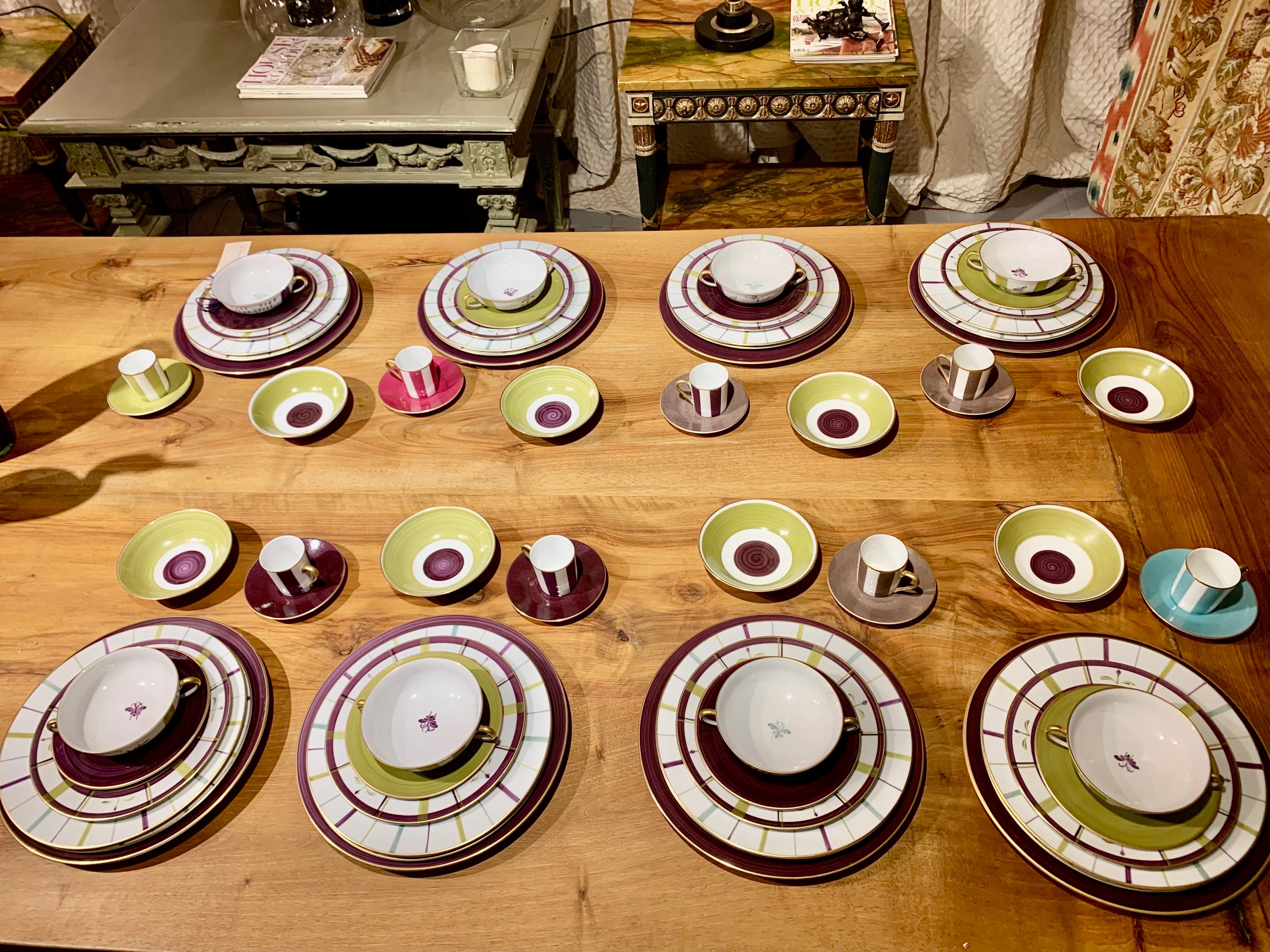 21th Century French Limoges Marie Daage Hand Painted Dinner Service Tableware For Sale 9