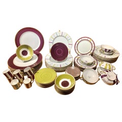 21th Century French Limoges Marie Daage Hand Painted Dinner Service Tableware