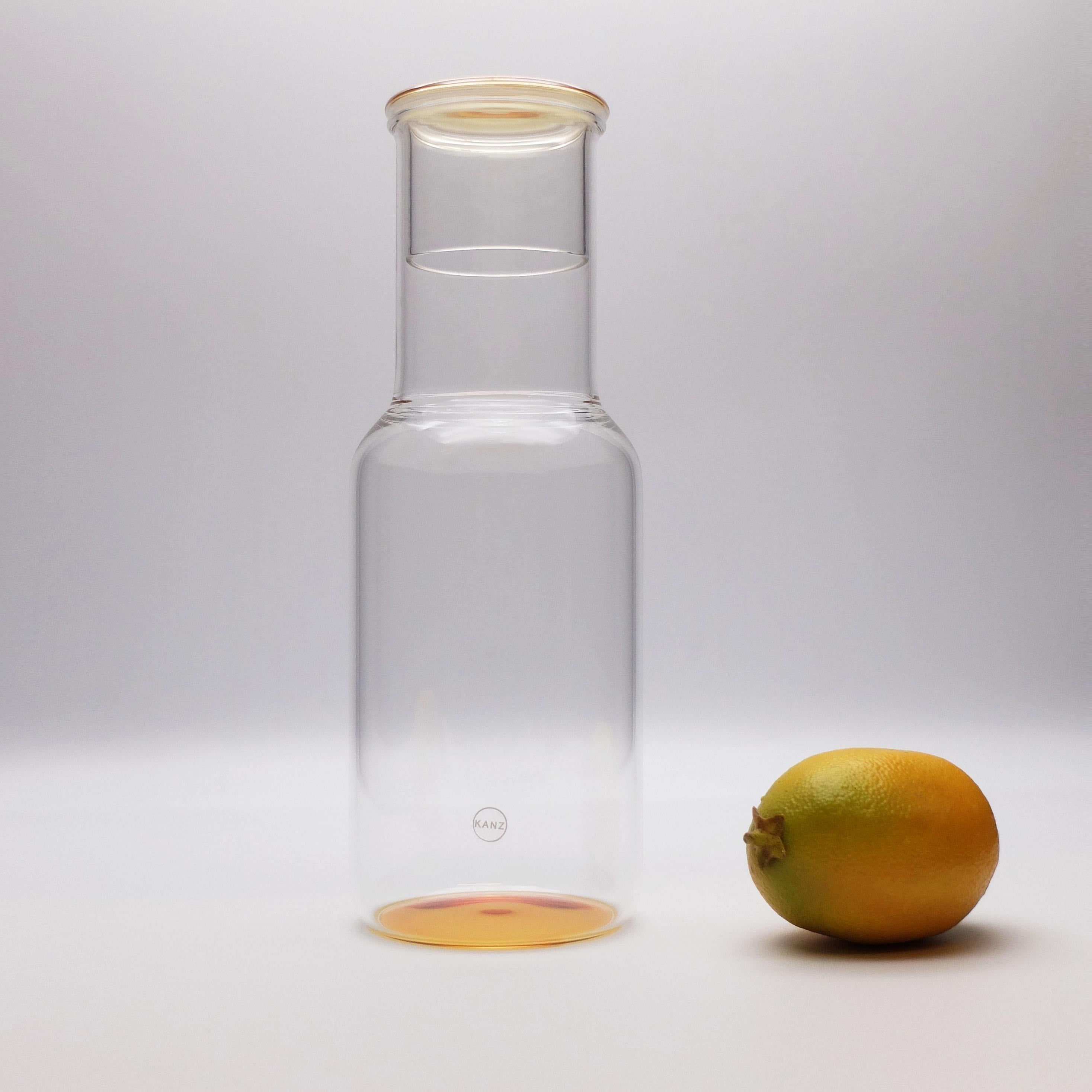 Italian 21st Century Glass Bottle Iride, Orange Color, Kanz Architetti For Sale