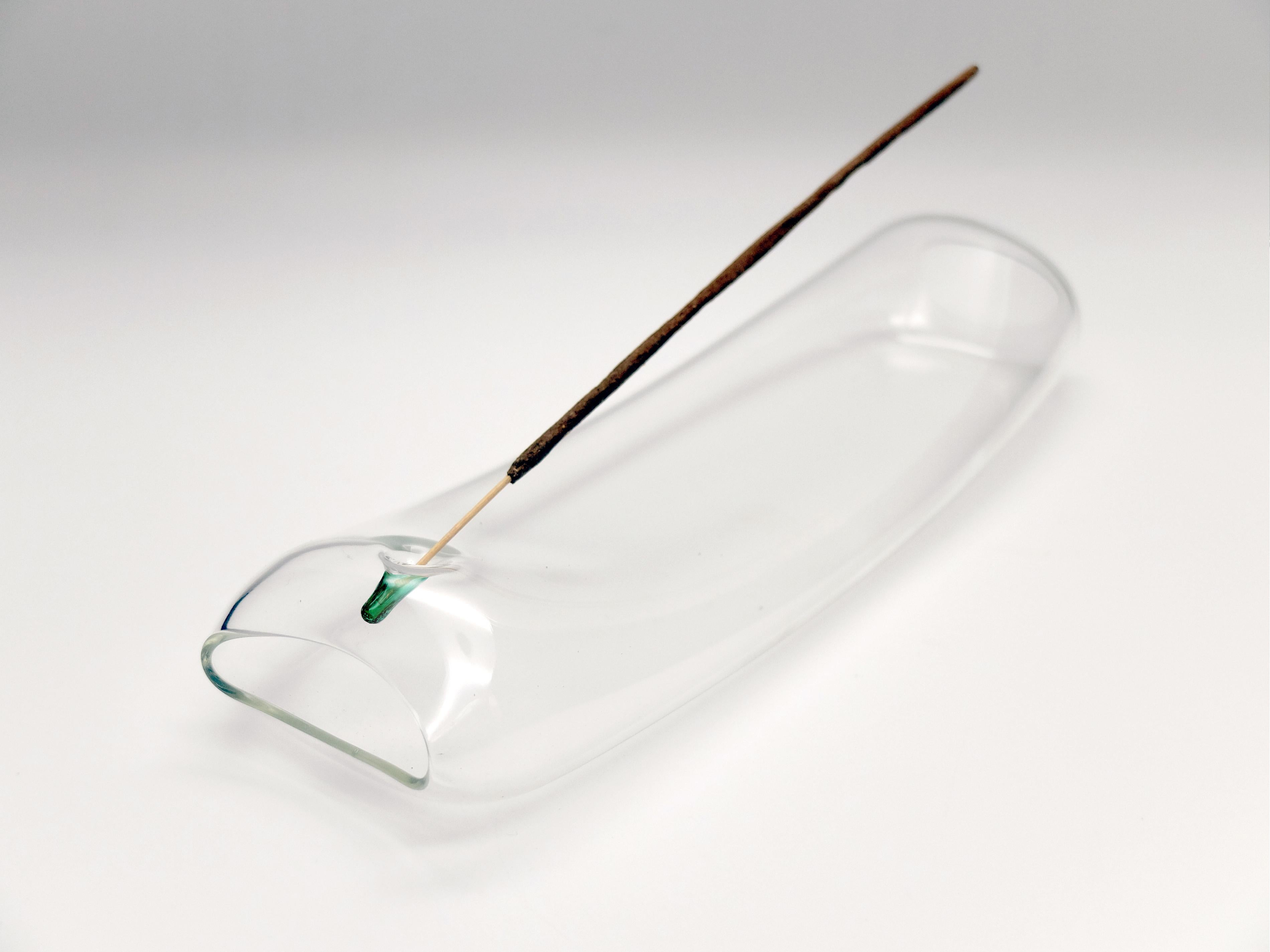 Minimalist 21th Century Glass Incense Diffuser, SMOKE, Handcrafted and Blowing by Mouth For Sale