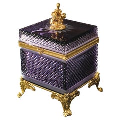 21st Century, Hand-Carved Amethyst Crystal and Bronze Box in Style of Luigi xvi