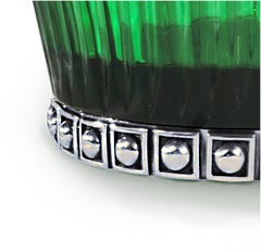 Siglo XXI, Caja de Bronce y Cristal Verde y Ámbar Tallada a Mano