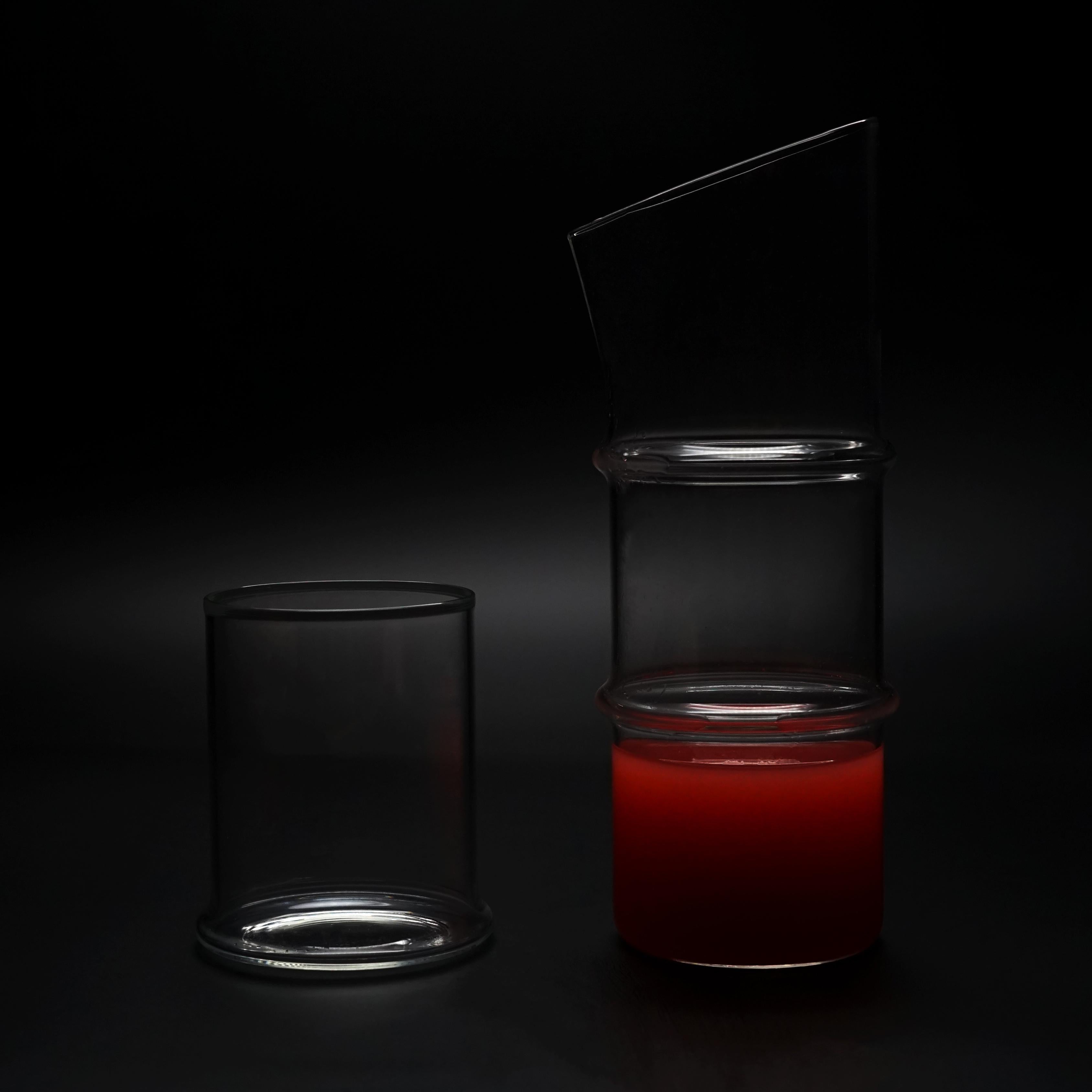 Minimalist 21st Century Hand-Crafted TAKE Glass Carafe 50cl, Trasparent, Kanz Architetti For Sale