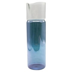 21st Century Hand-Crafted Glass Carafe, Blue Color, Kanz Architetti, Pingù