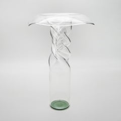 21st Century Handcrafted Glass Vase Poppy, Green Bottom, Kanz Architetti