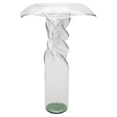 21st Century Handcrafted Glass Vase Poppy, Green Bottom, Kanz Architetti
