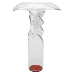 21st Century Handcrafted Glass Vase Poppy, Violet Bottom, Kanz Architetti