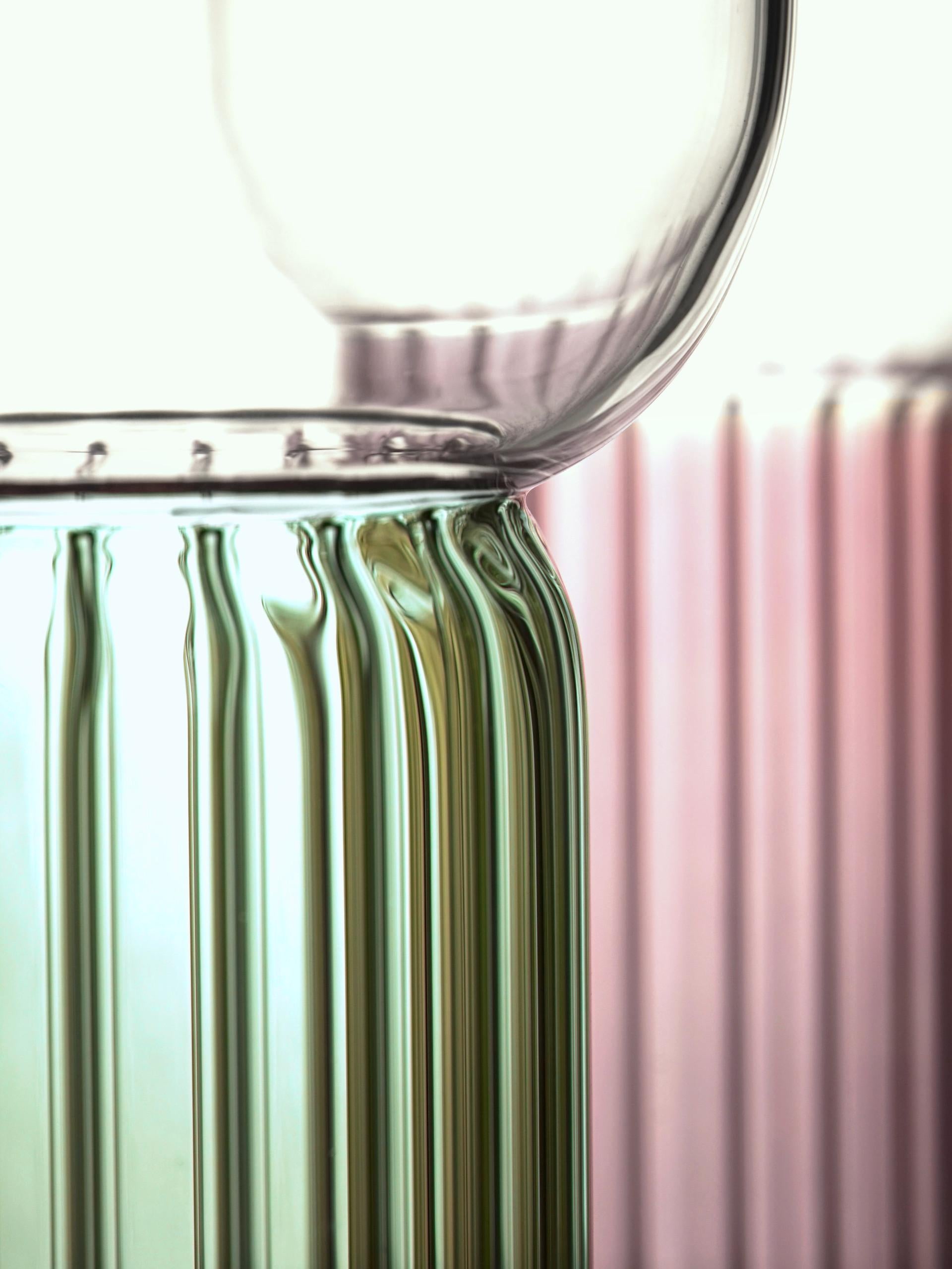 Set de vases en verre fait main, Lollo, couleur bleue, Kanz, disponible en vente 3