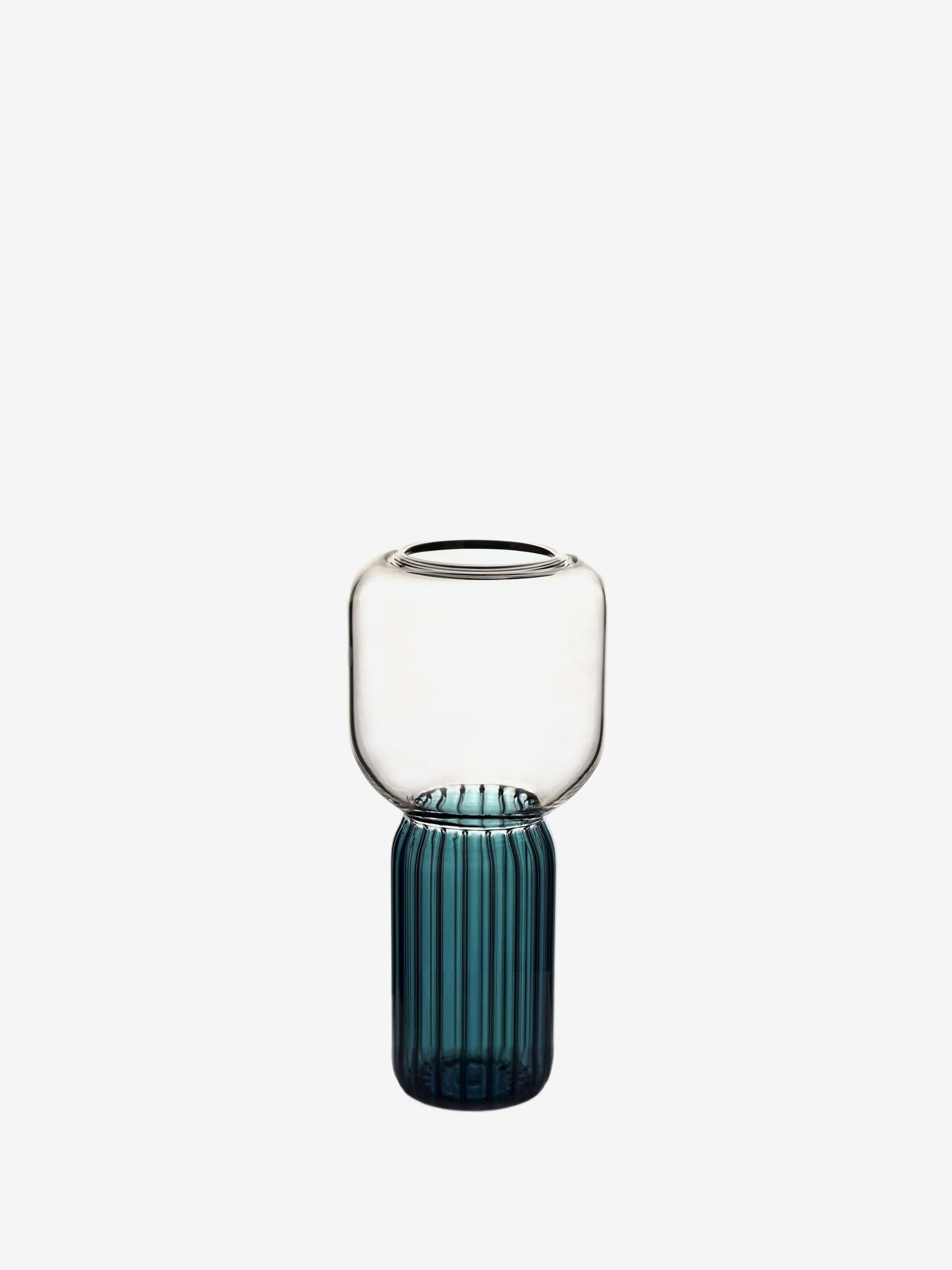 Autre Set de vases en verre fait main, Lollo, couleur bleue, Kanz, disponible en vente