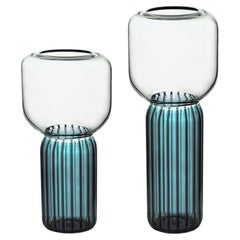 Handgefertigtes Glasvasen-Set, Lollo, Farbe blau, Kanz, erhältlich