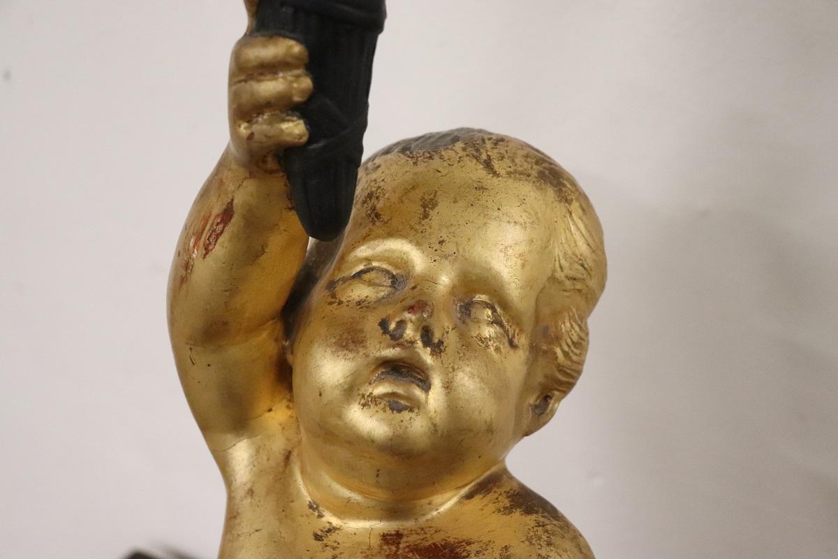 Contemporary 21th Century Italian Gilded Cherub Candle Holder  For Sale