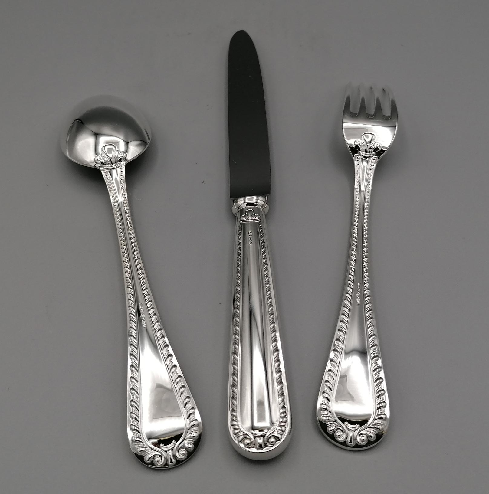 Contemporary 21th Century Italian Queen Ann Style Cutlery set  For Sale