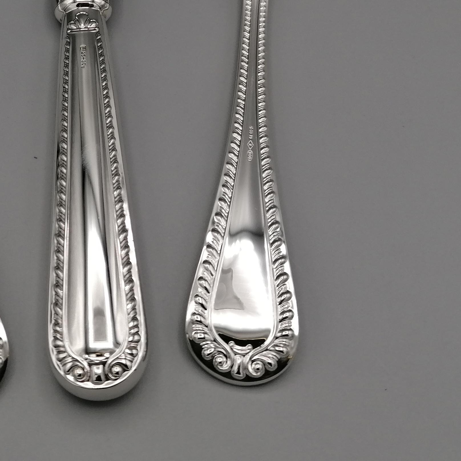 Silver 21th Century Italian Queen Ann Style Cutlery set  For Sale