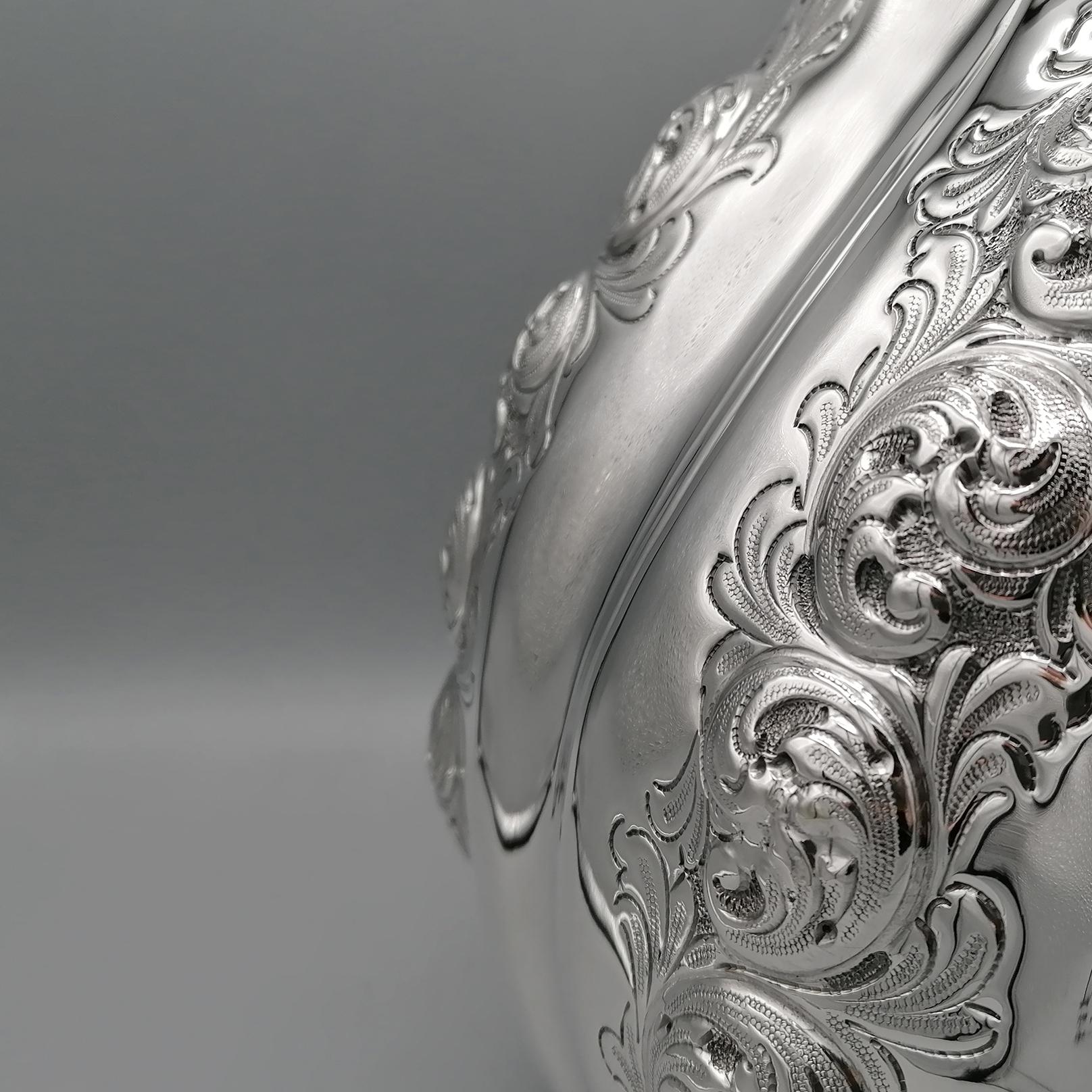 21st Century Italian Solid Silver Flowers Vase For Sale 1