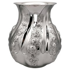 21st Century Italian Solid Silver Flowers Vase