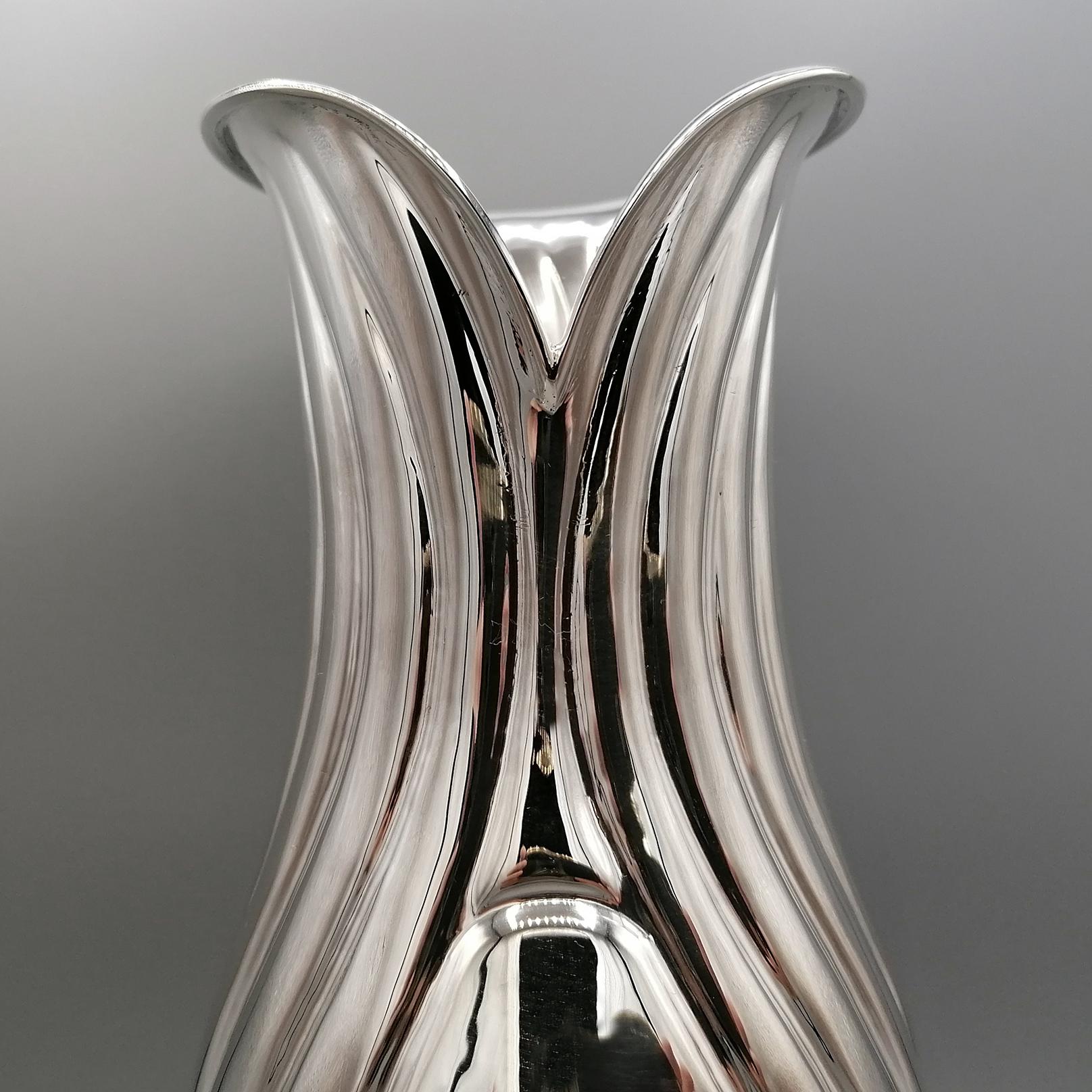 Embossed 21st Century Italian Solid Silver Vase