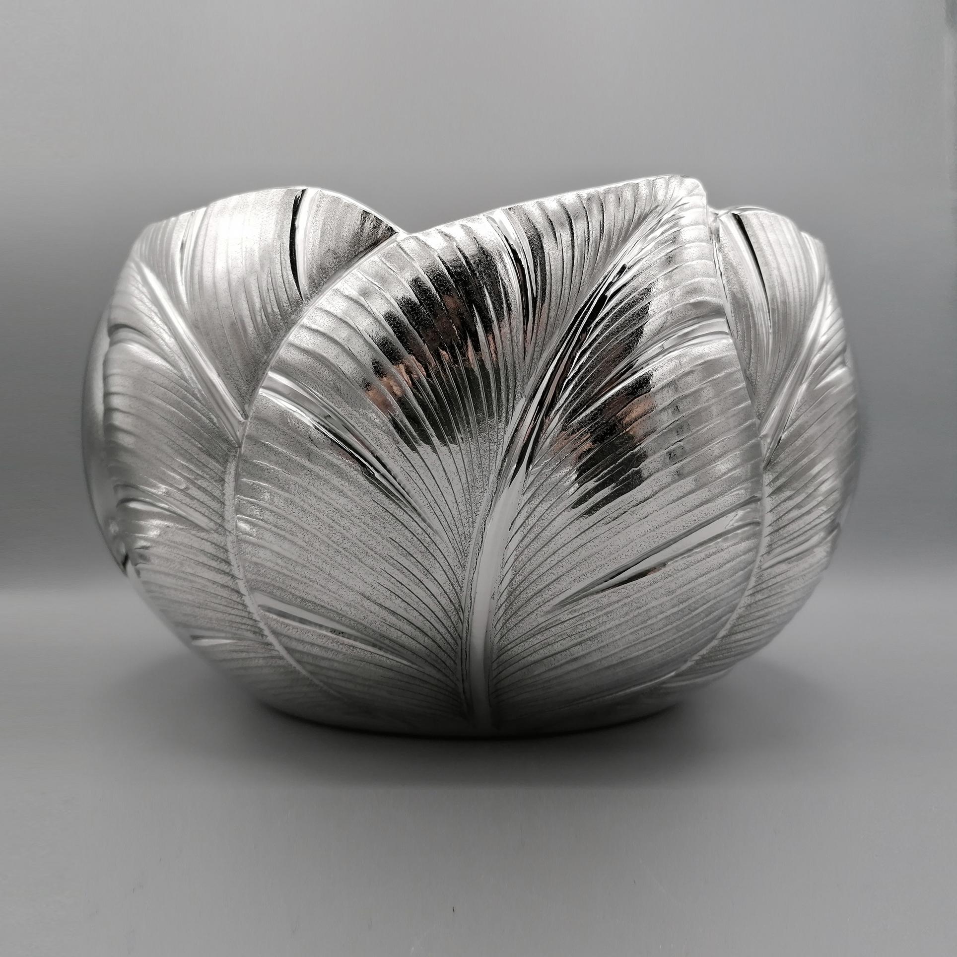 Embossed 21st Century italian Sterling Silver Centerpiece For Sale