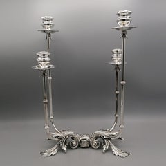 siglo XXI Candelabro Italiano de Plata de Ley de 4 Luces