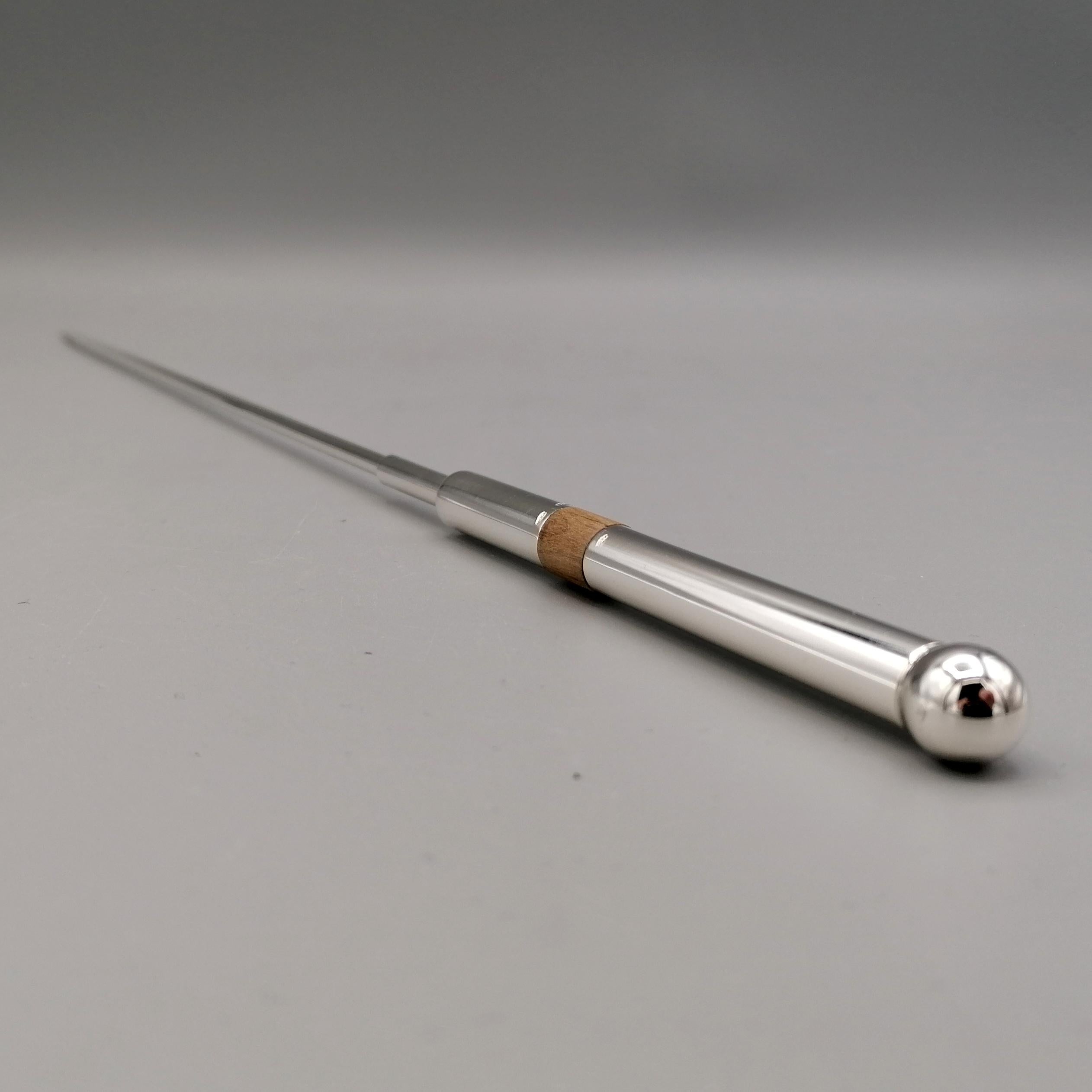 Hand-Crafted 21th Century Italian Sterling Silver and Wood Conductor' Baton For Sale