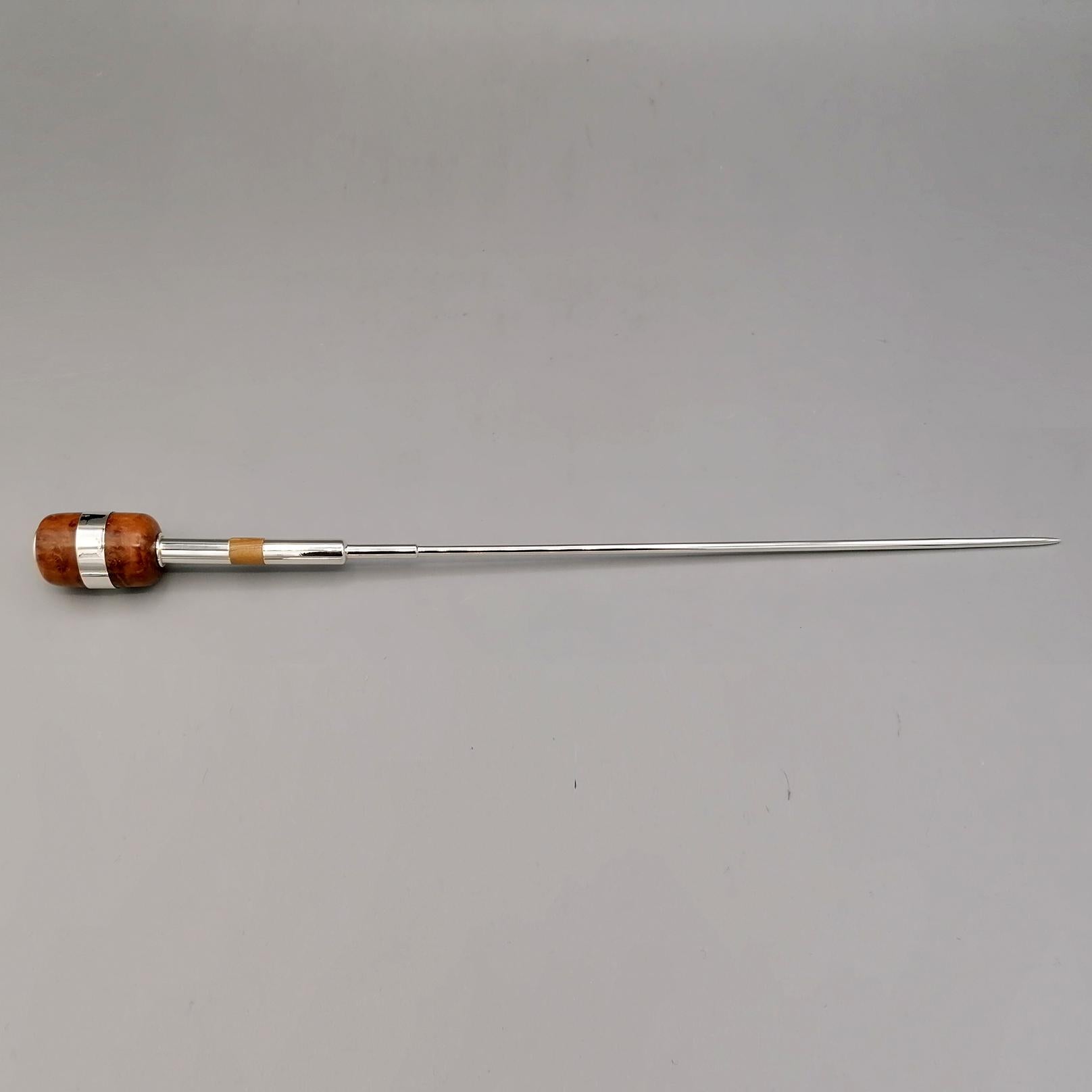 Hand-Crafted 21th Century Italian Sterling Silver and Wood Conductor' Baton For Sale