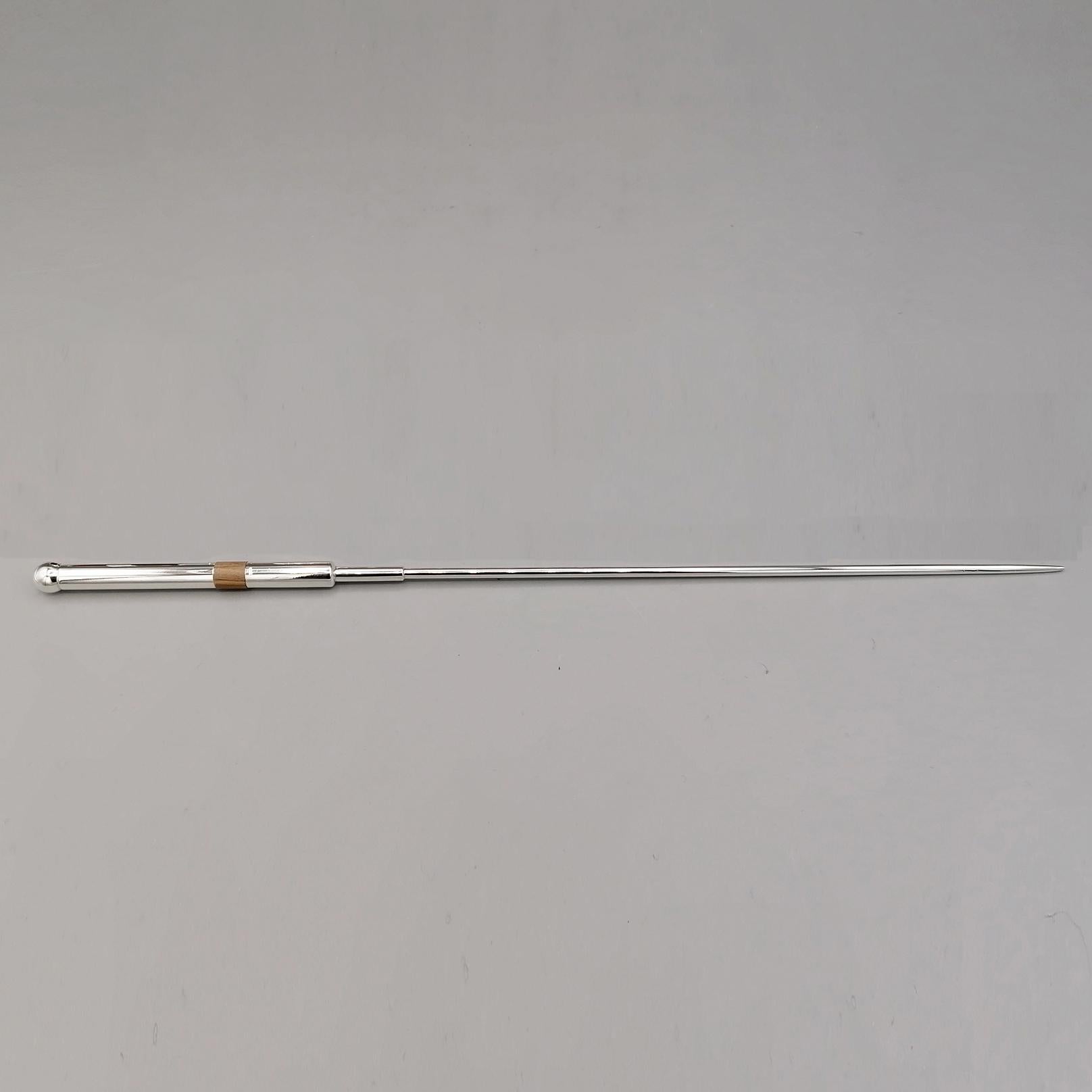 21th Century Italian Sterling Silver and Wood Conductor' Baton In New Condition For Sale In VALENZA, IT