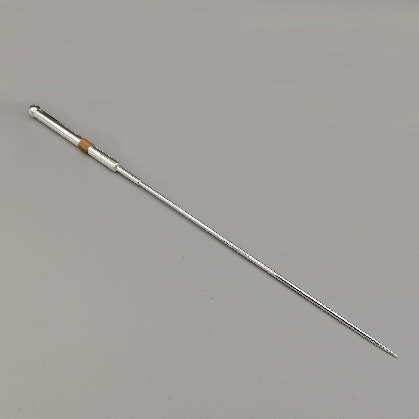 Contemporary 21th Century Italian Sterling Silver and Wood Conductor' Baton For Sale