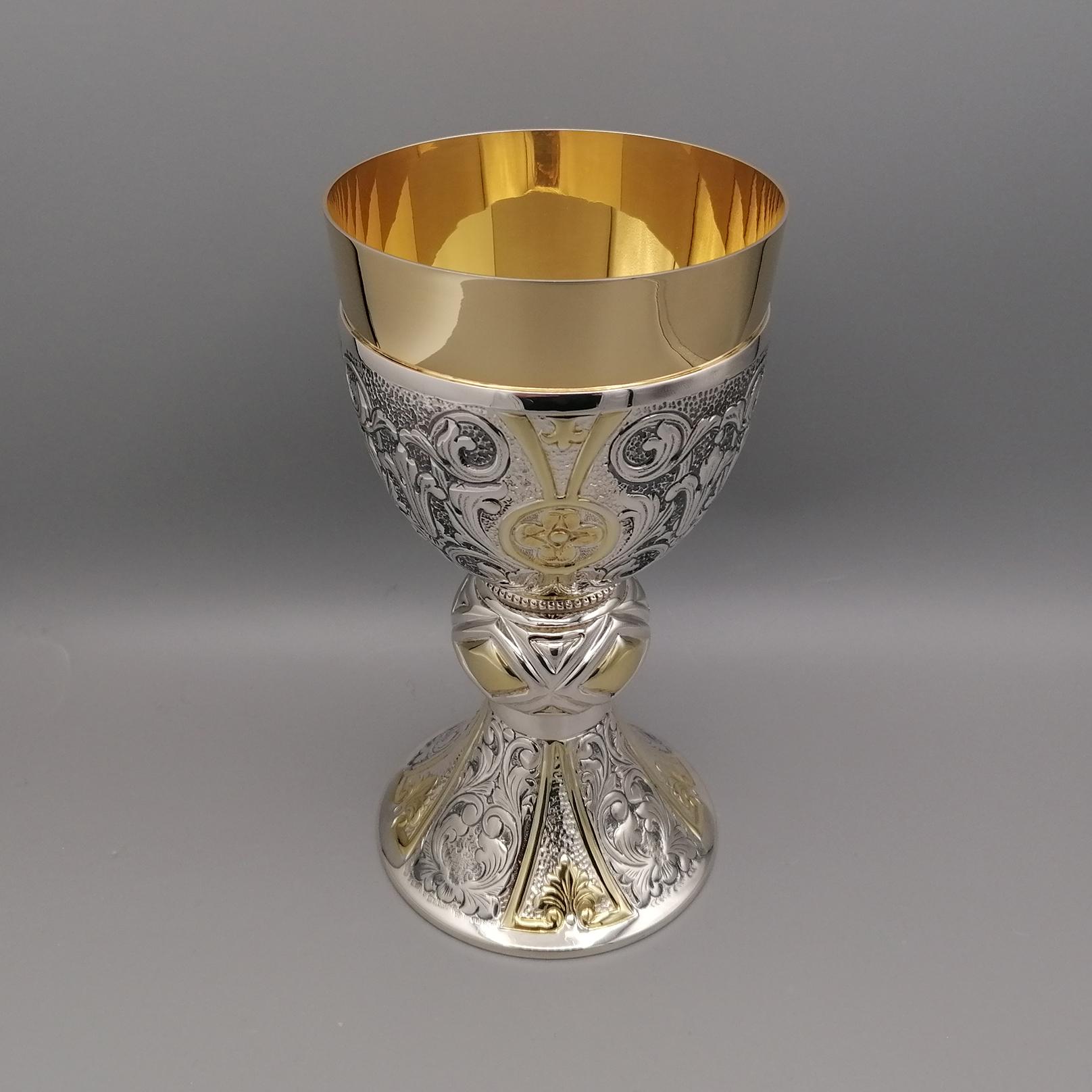 Baroque 21th Century Italian Sterling Silver Chalice For Sale