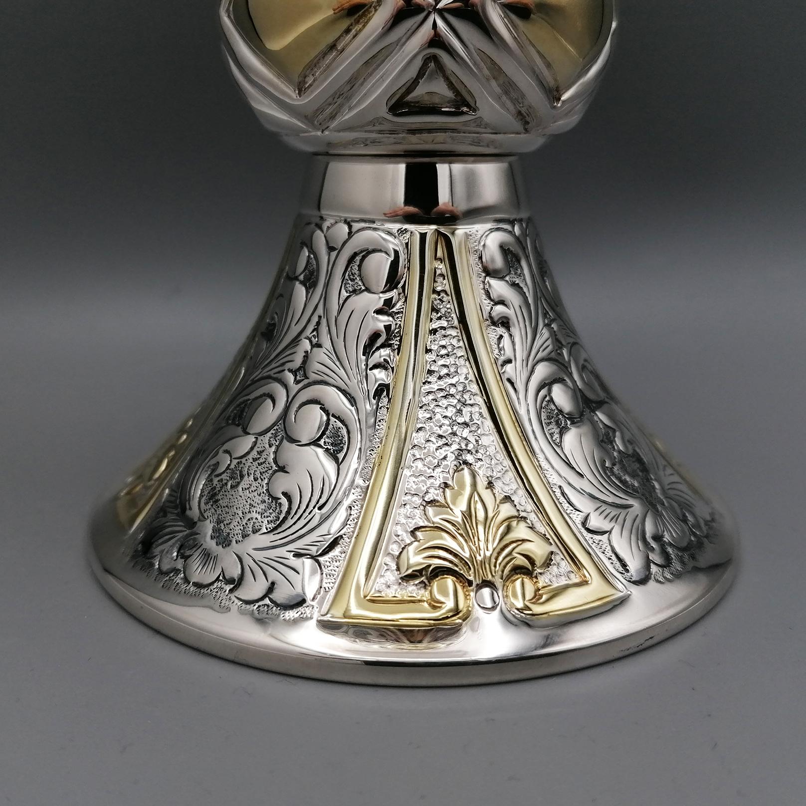 21th Century Italian Sterling Silver Chalice In Excellent Condition For Sale In VALENZA, IT
