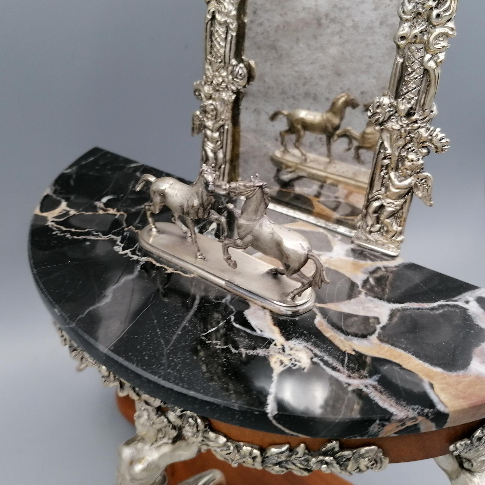 21th Century Italian Sterling Silver Console Miniature with Mirror For Sale 8