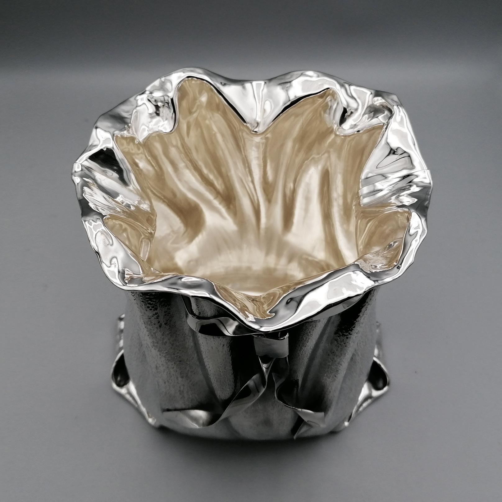 21th Century Italian Sterling Silver decorative Vase or Bowl For Sale 4