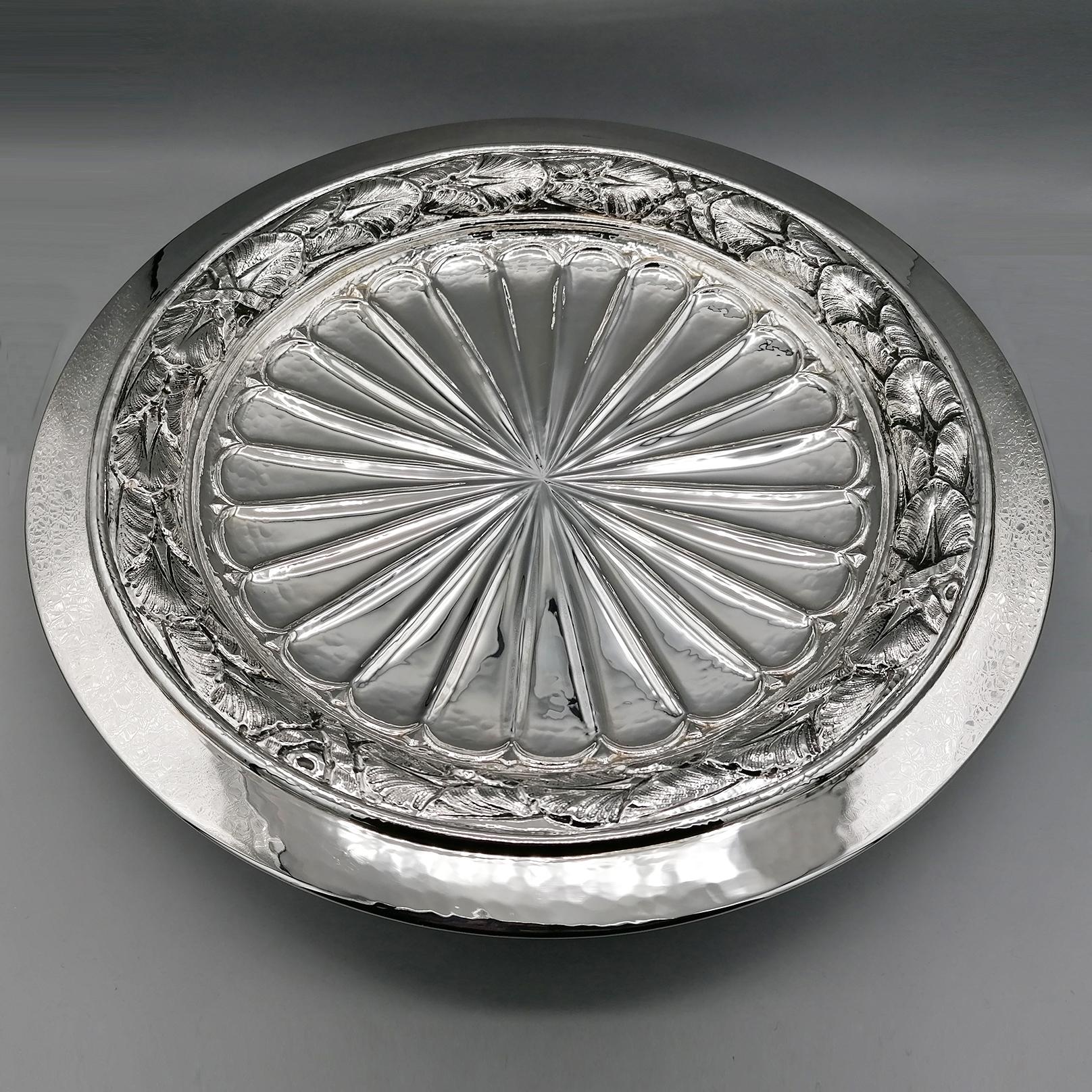 21th Century Italian Sterling Silver Empire Style Centerpiece Dish on Feet  For Sale 7