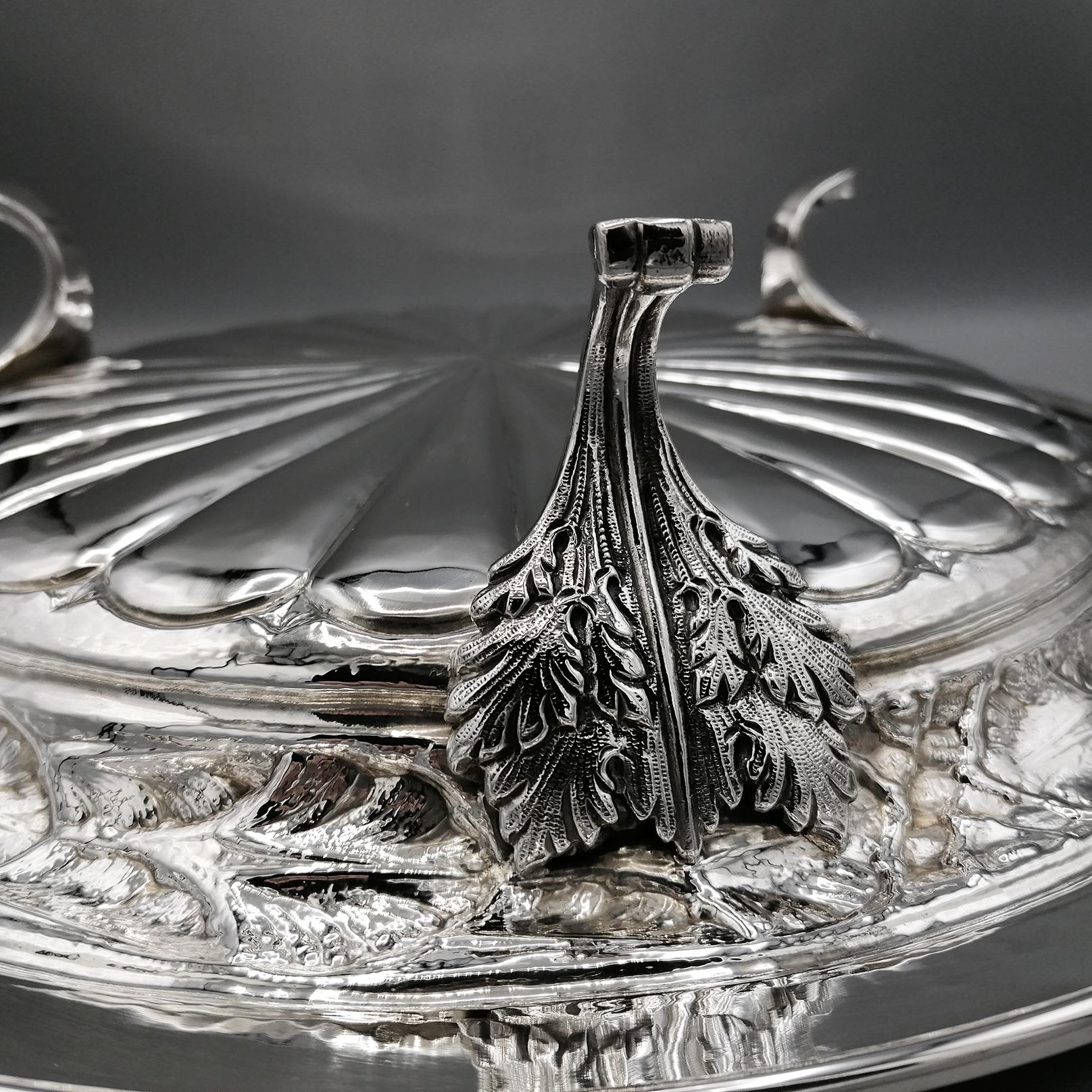 21th Century Italian Sterling Silver Empire Style Centerpiece Dish on Feet  For Sale 9