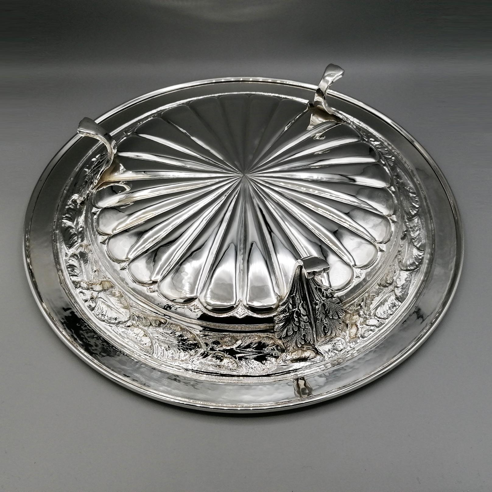 21th Century Italian Sterling Silver Empire Style Centerpiece Dish on Feet  For Sale 10
