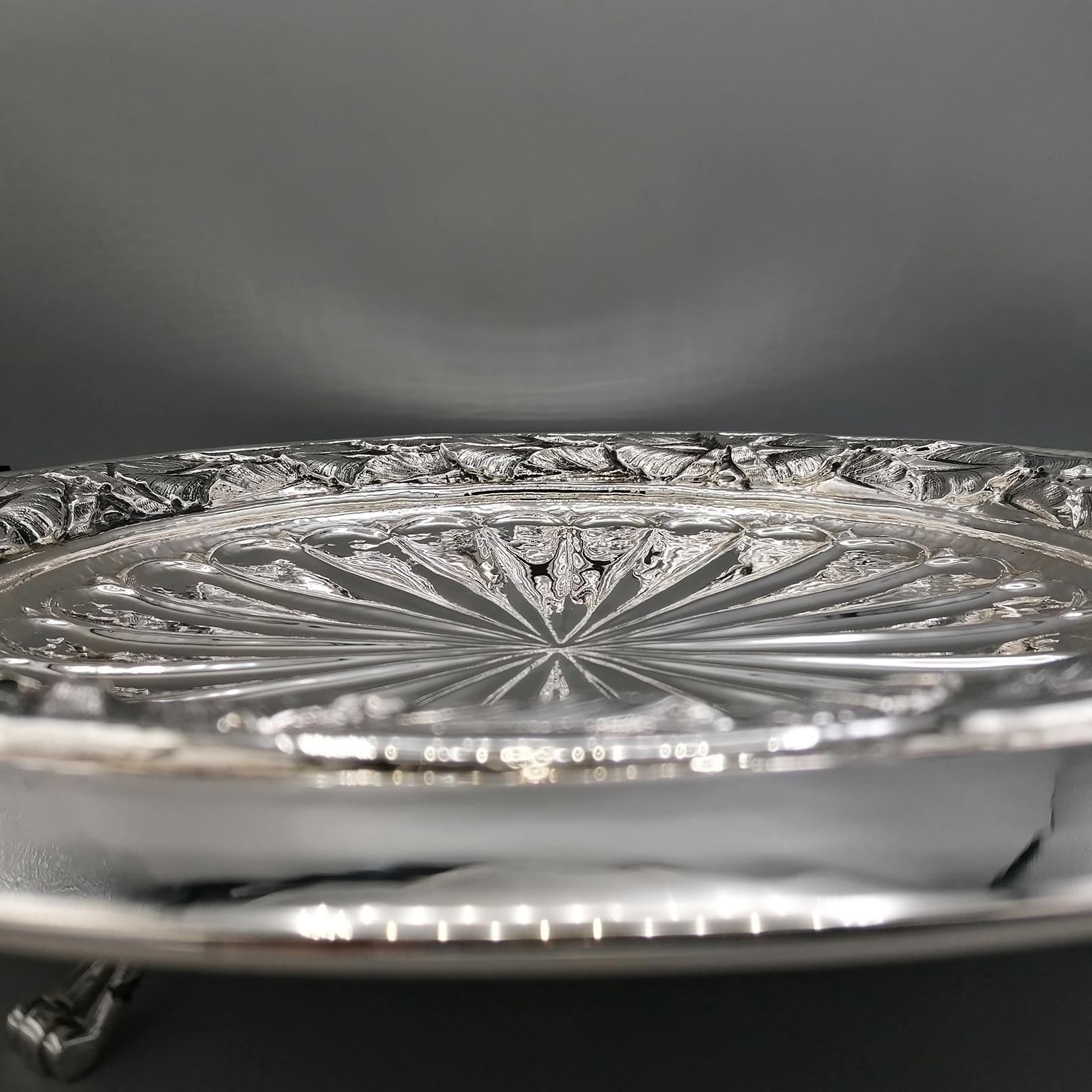 21th Century Italian Sterling Silver Empire Style Centerpiece Dish on Feet  For Sale 13