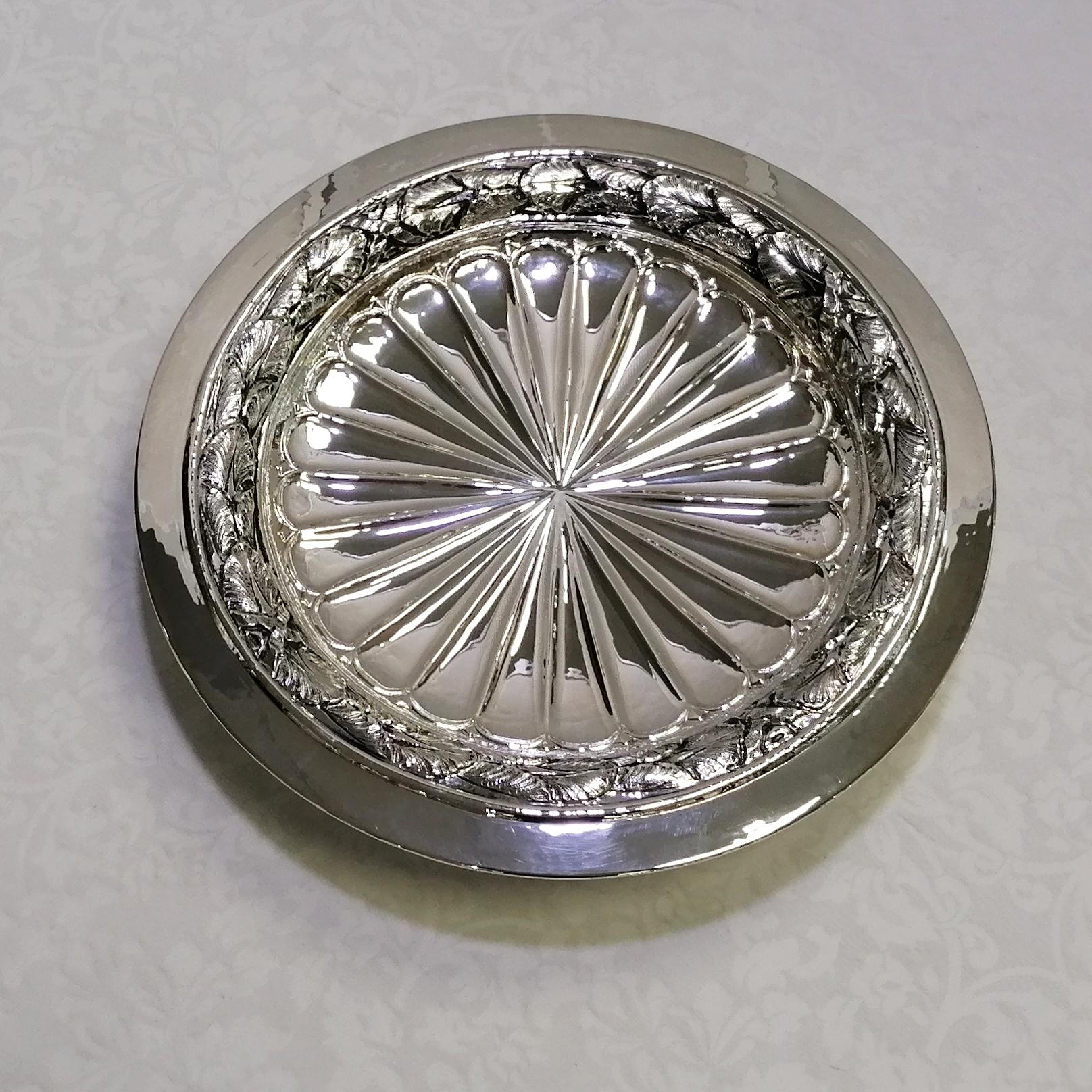 Contemporary 21th Century Italian Sterling Silver Empire Style Centerpiece Dish on Feet  For Sale
