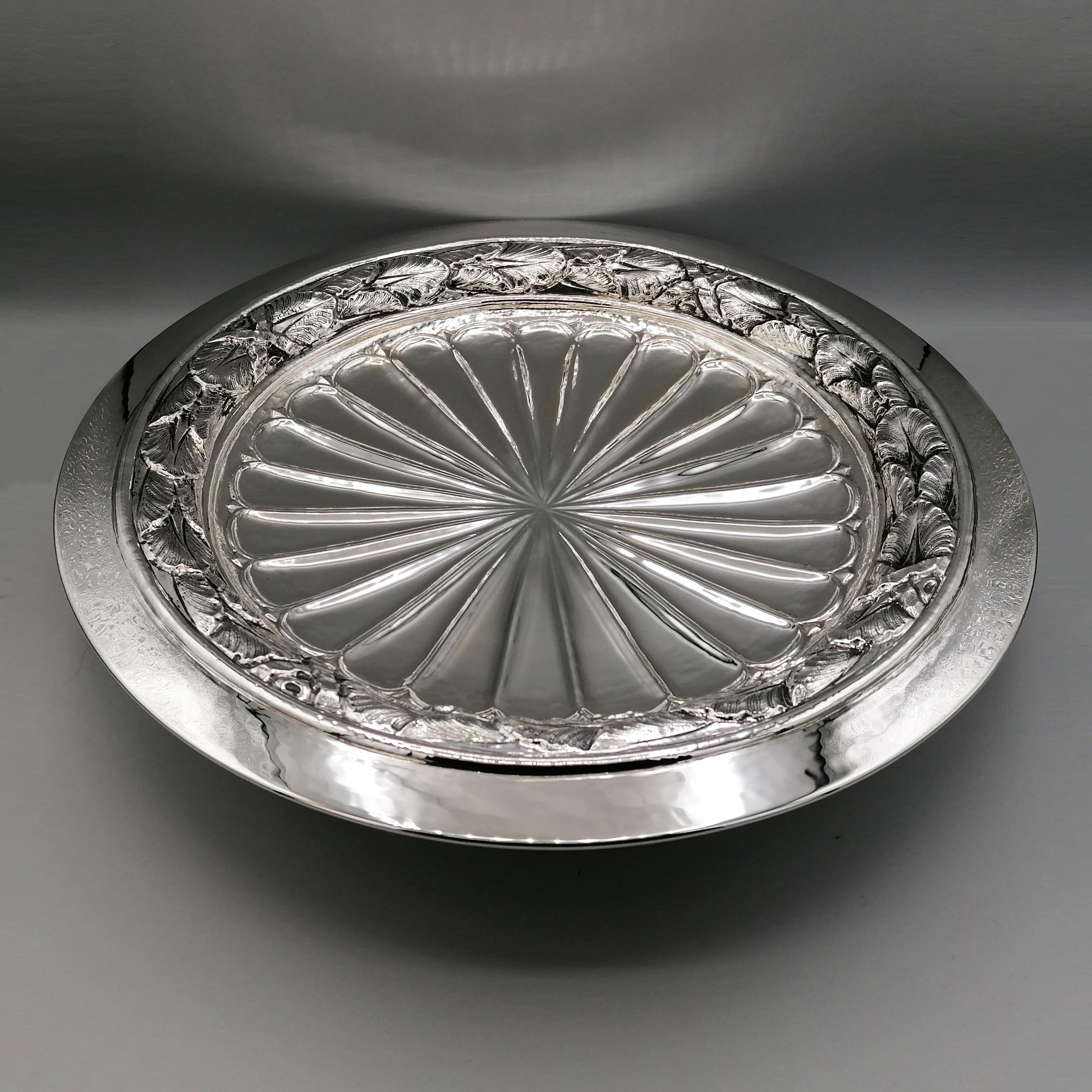 21th Century Italian Sterling Silver Empire Style Centerpiece Dish on Feet  For Sale 1