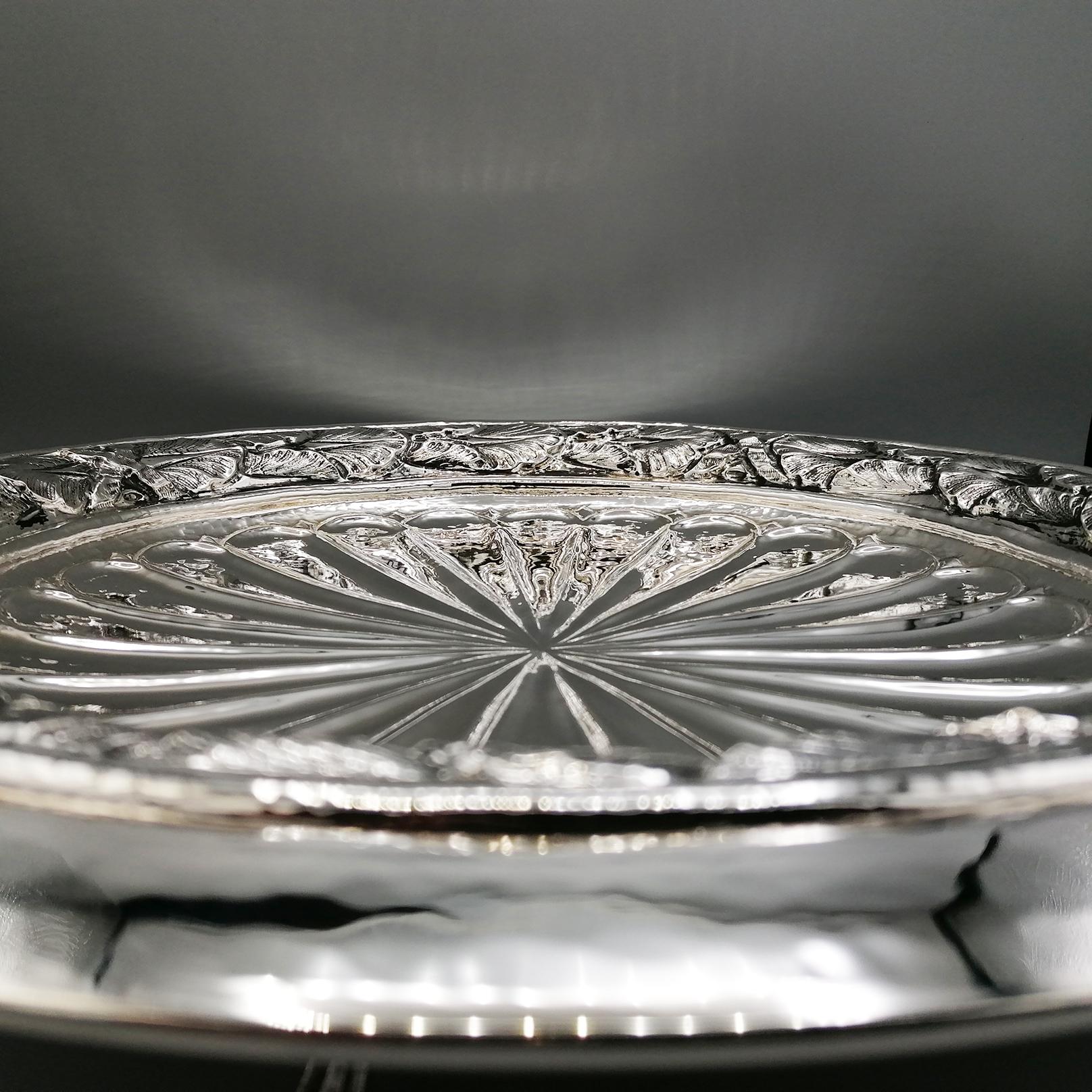 21th Century Italian Sterling Silver Empire Style Centerpiece Dish on Feet  For Sale 2