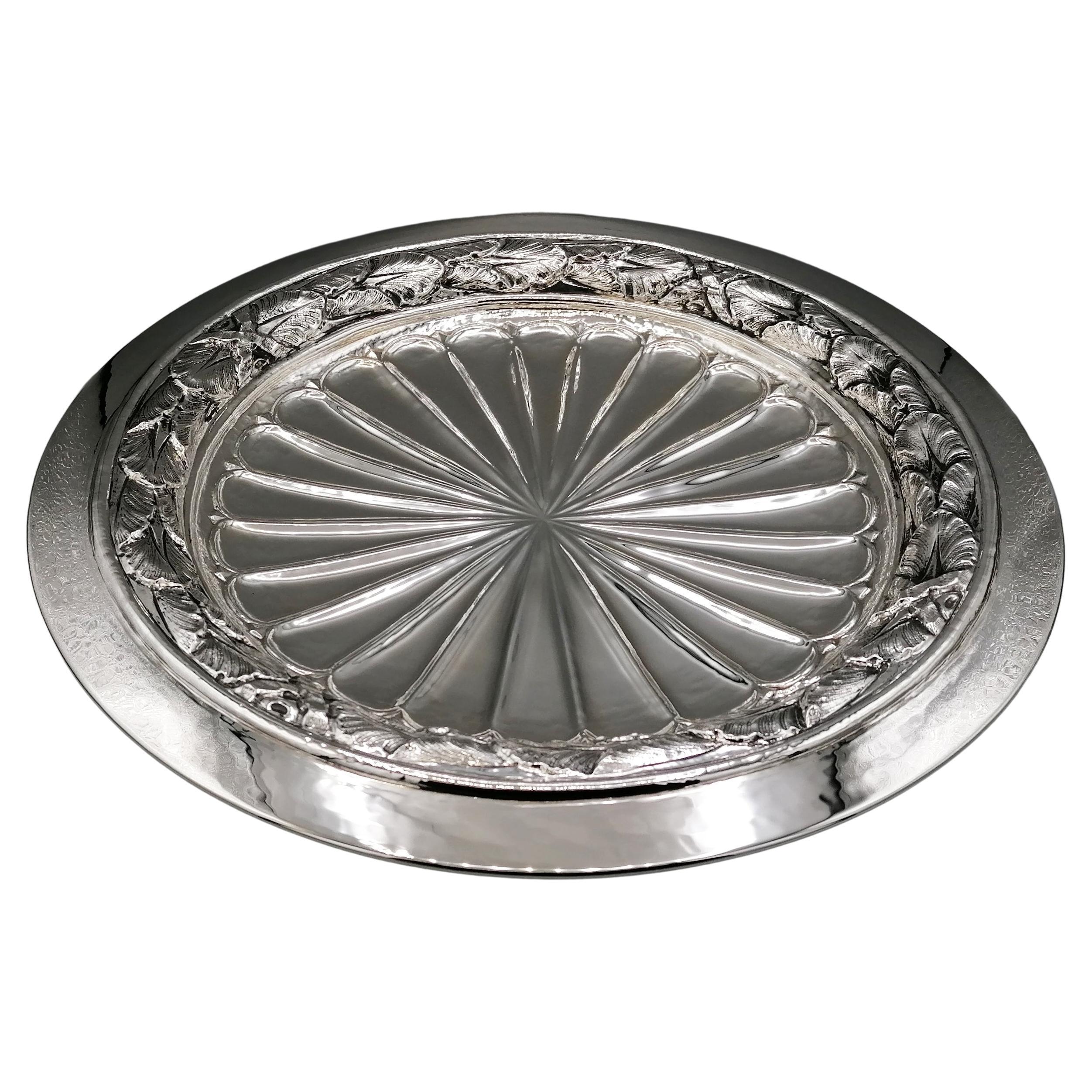 21th Century Italian Sterling Silver Empire Style Centerpiece Dish on Feet  For Sale