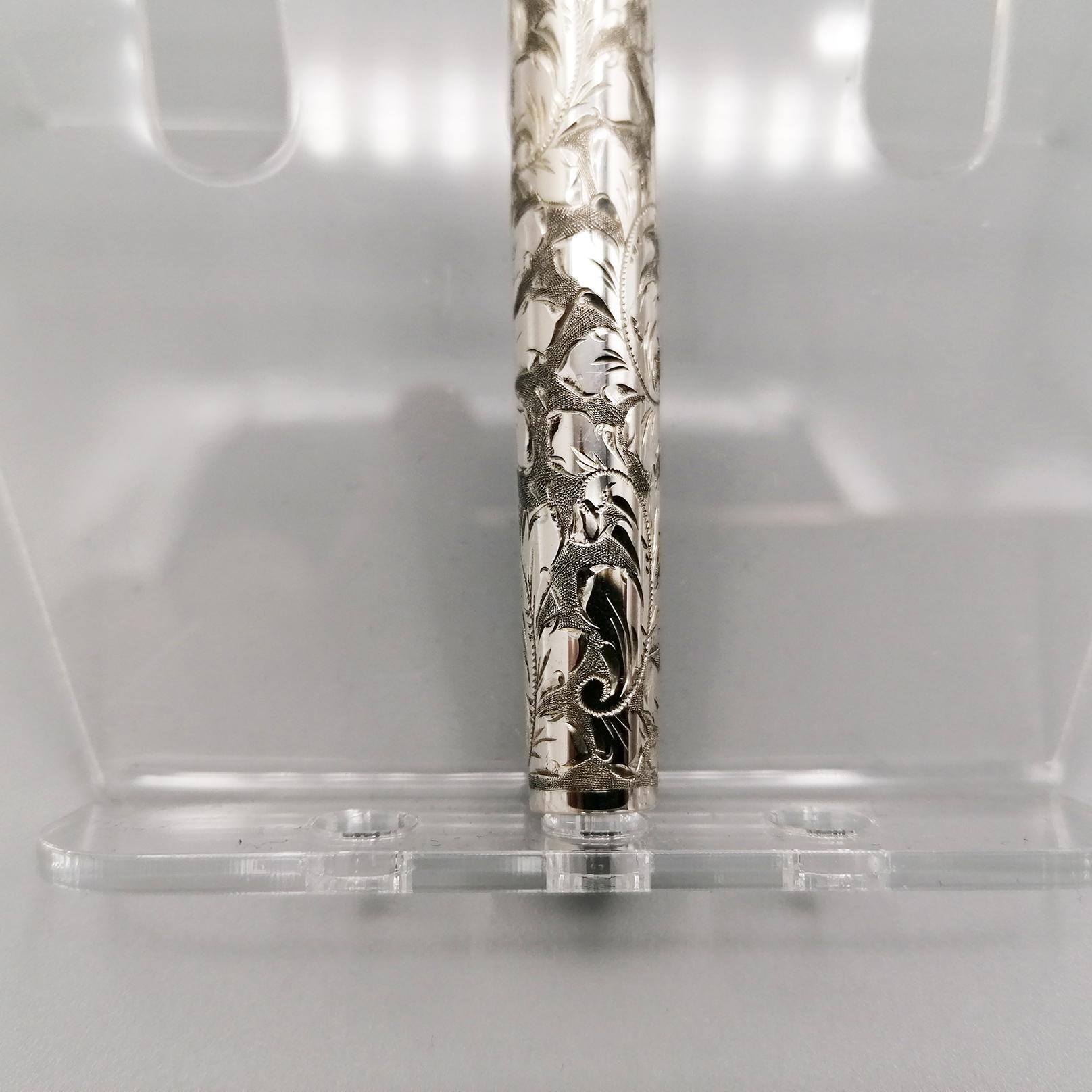 21st Century Italian Sterling Silver Fountain Pen For Sale 7