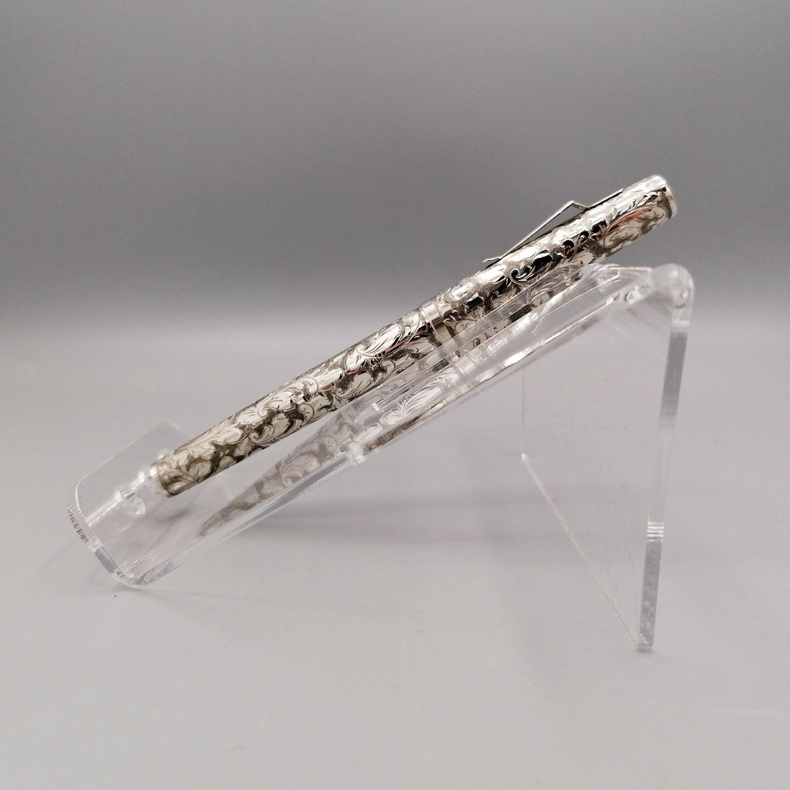 Contemporary 21st Century Italian Sterling Silver Fountain Pen For Sale