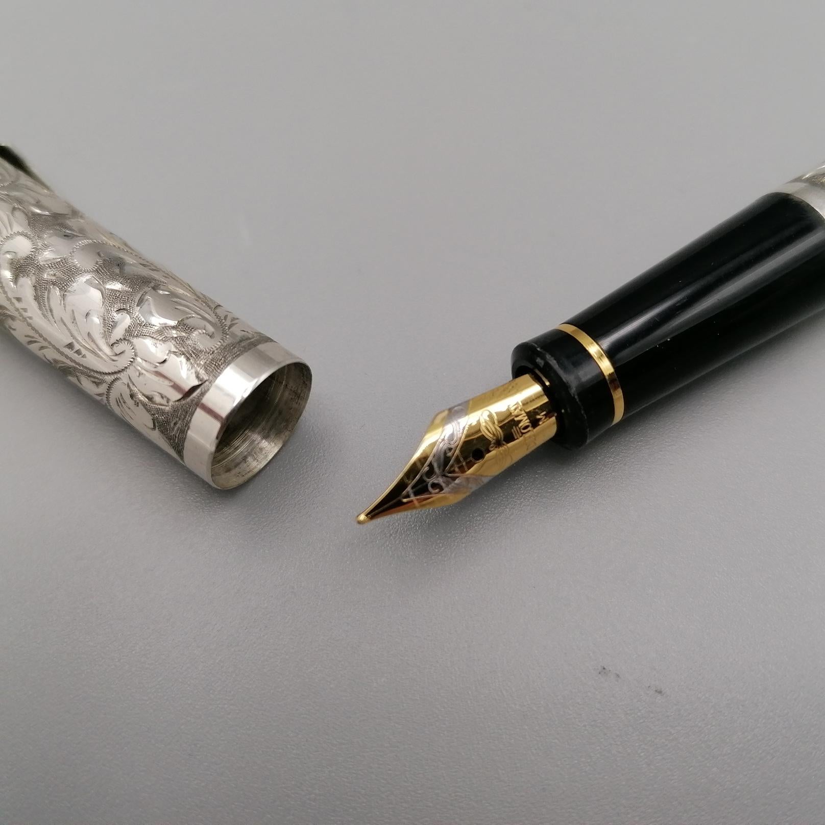 21st Century Italian Sterling Silver Fountain Pen For Sale 1