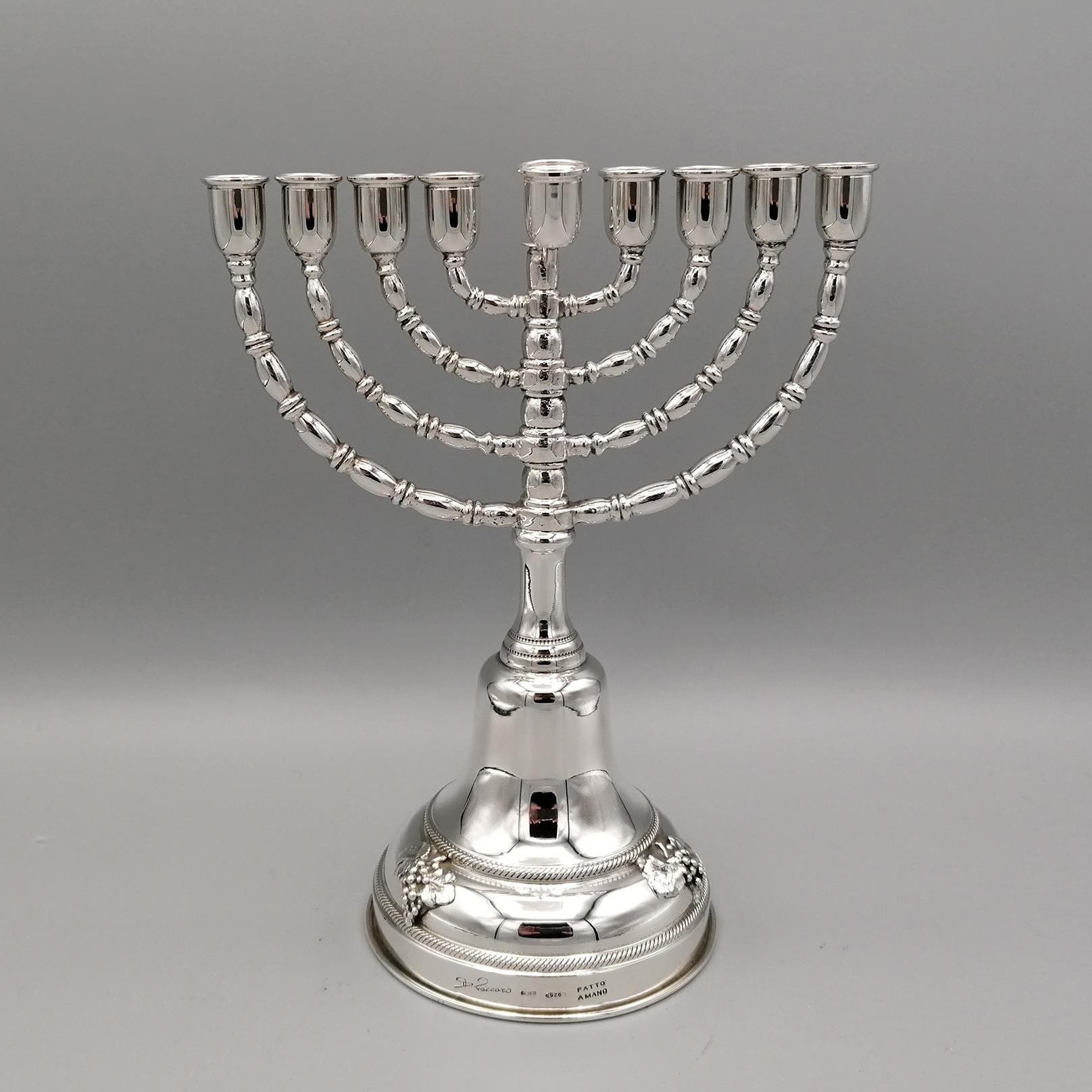 21st Century Italian Sterling Silver Jewish Candelabra Hanukkah 2