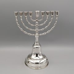 21st Century Italian Sterling Silver Jewish Candelabra Hanukkah
