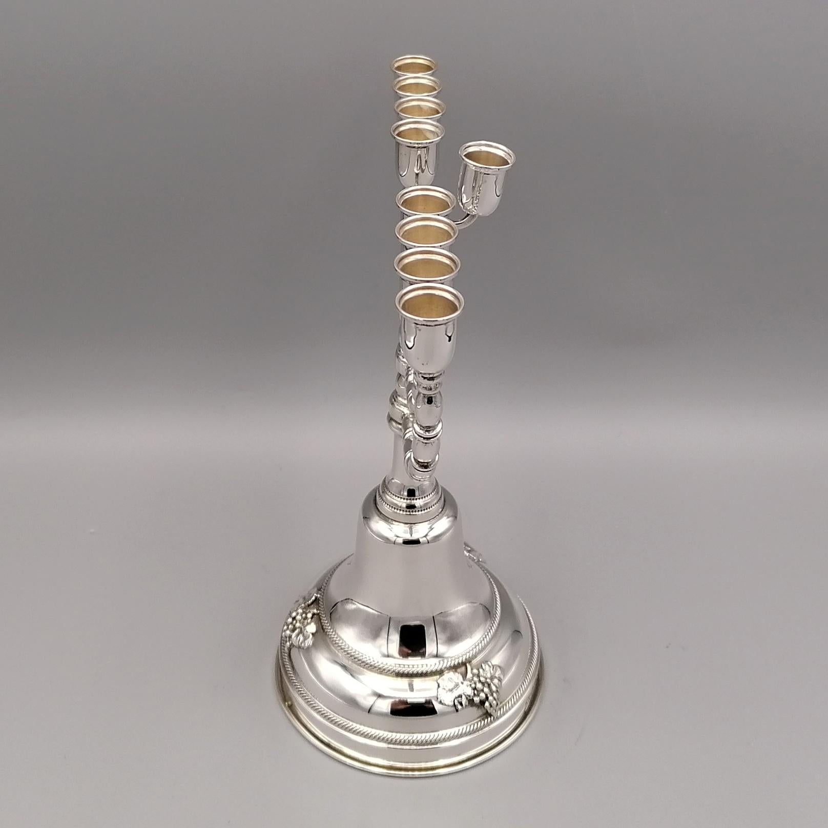 21st Century Italian Sterling Silver Jewish Candelabra Hanukkah at