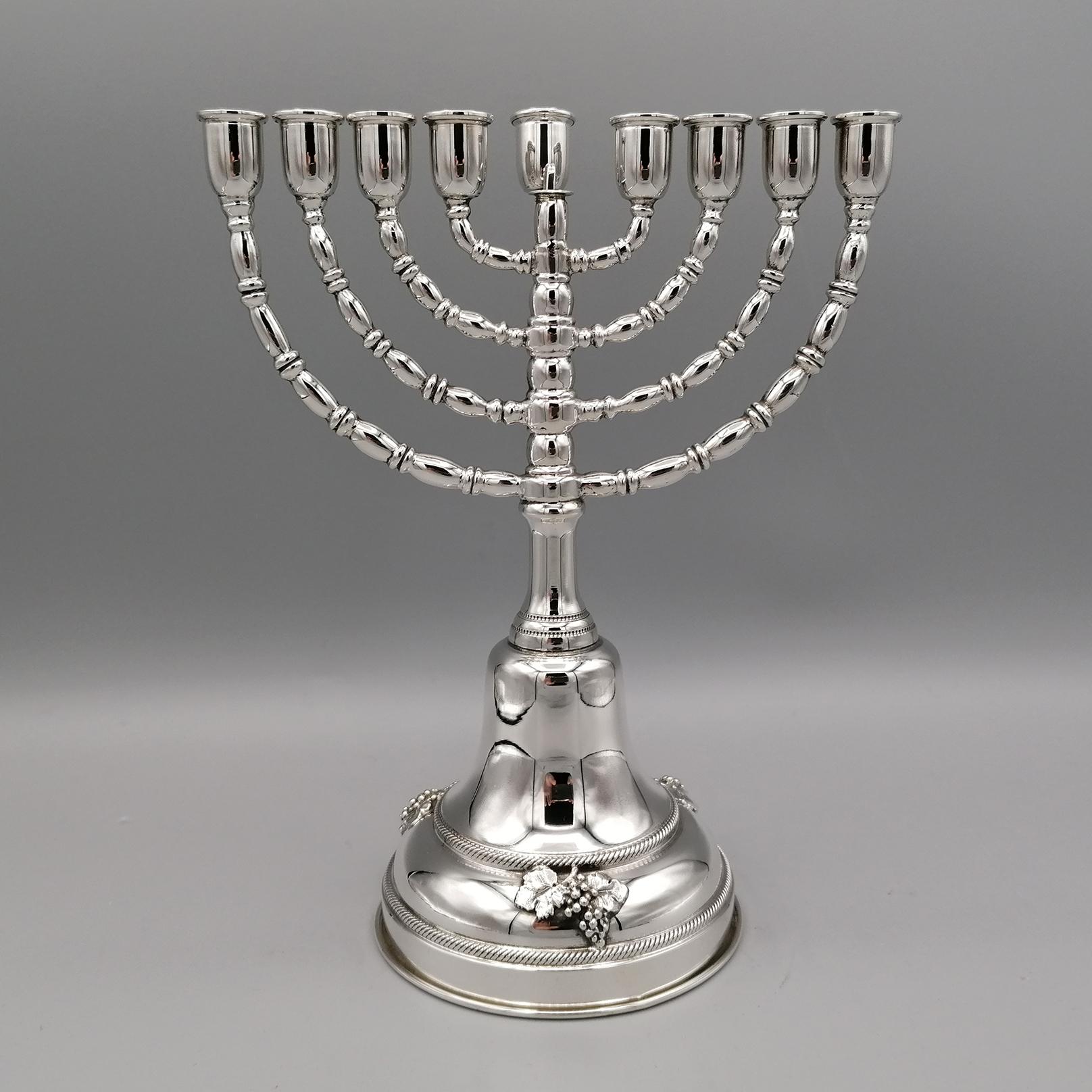 Other 21st Century Italian Sterling Silver Jewish Candelabra Hanukkah
