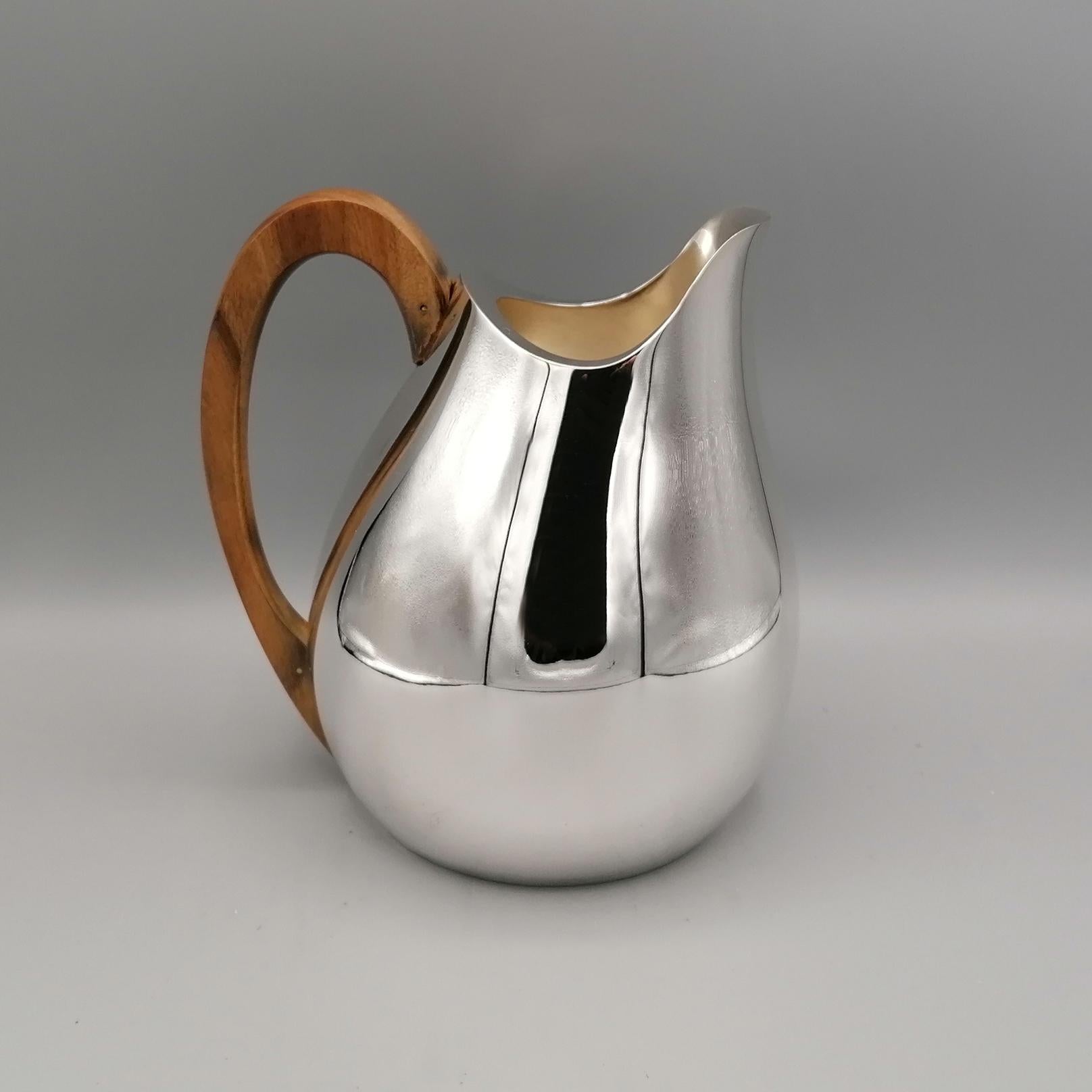 Other 21st Century Italian Sterling Silver Jug with wood Handle