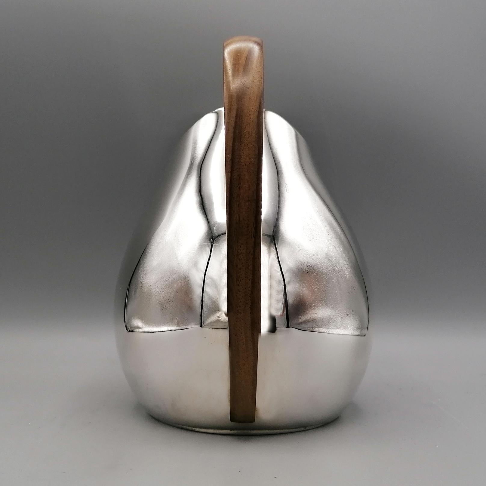 21st Century Italian Sterling Silver Jug with wood Handle 3