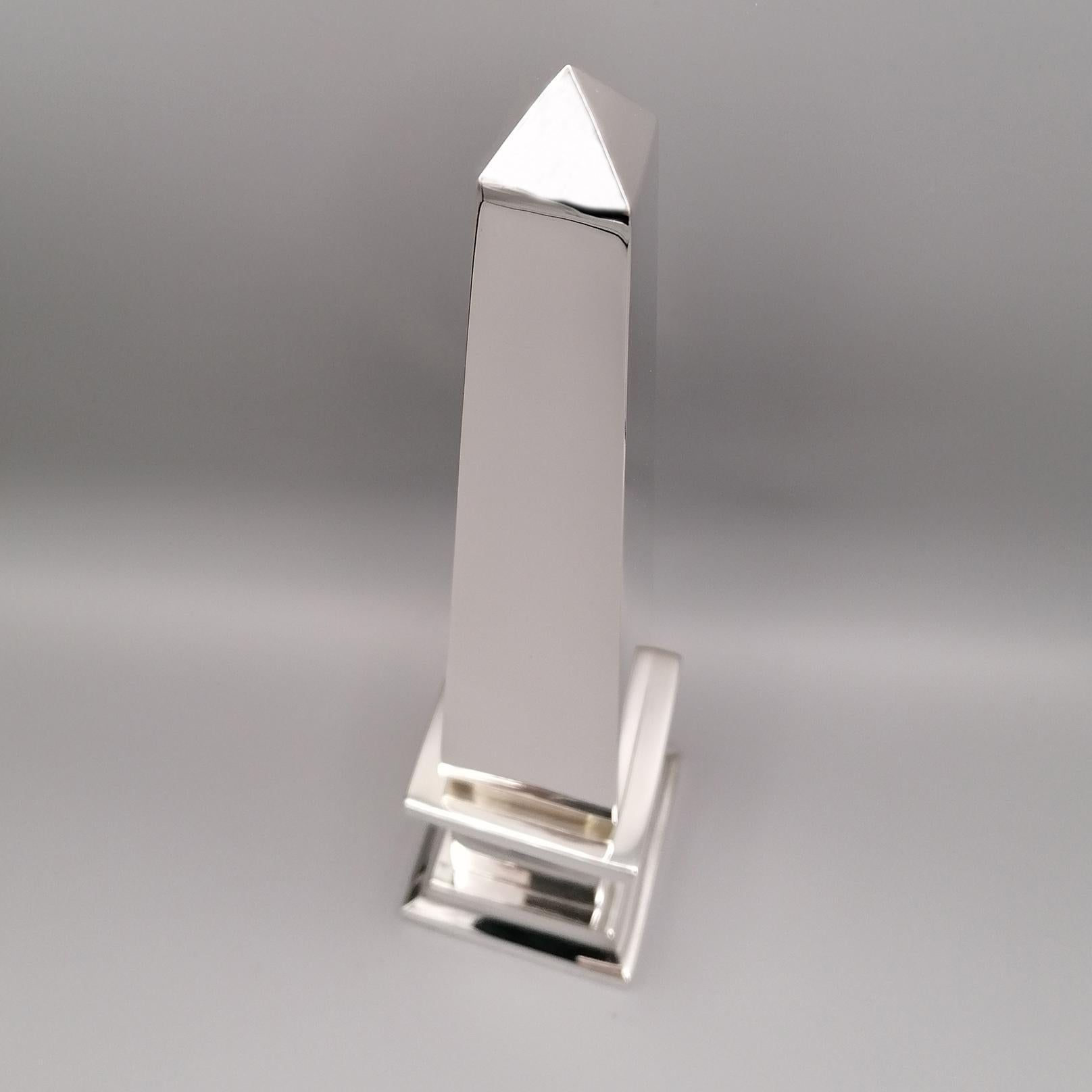 21st Century Italian Sterling Silver Obelisk In New Condition For Sale In VALENZA, IT