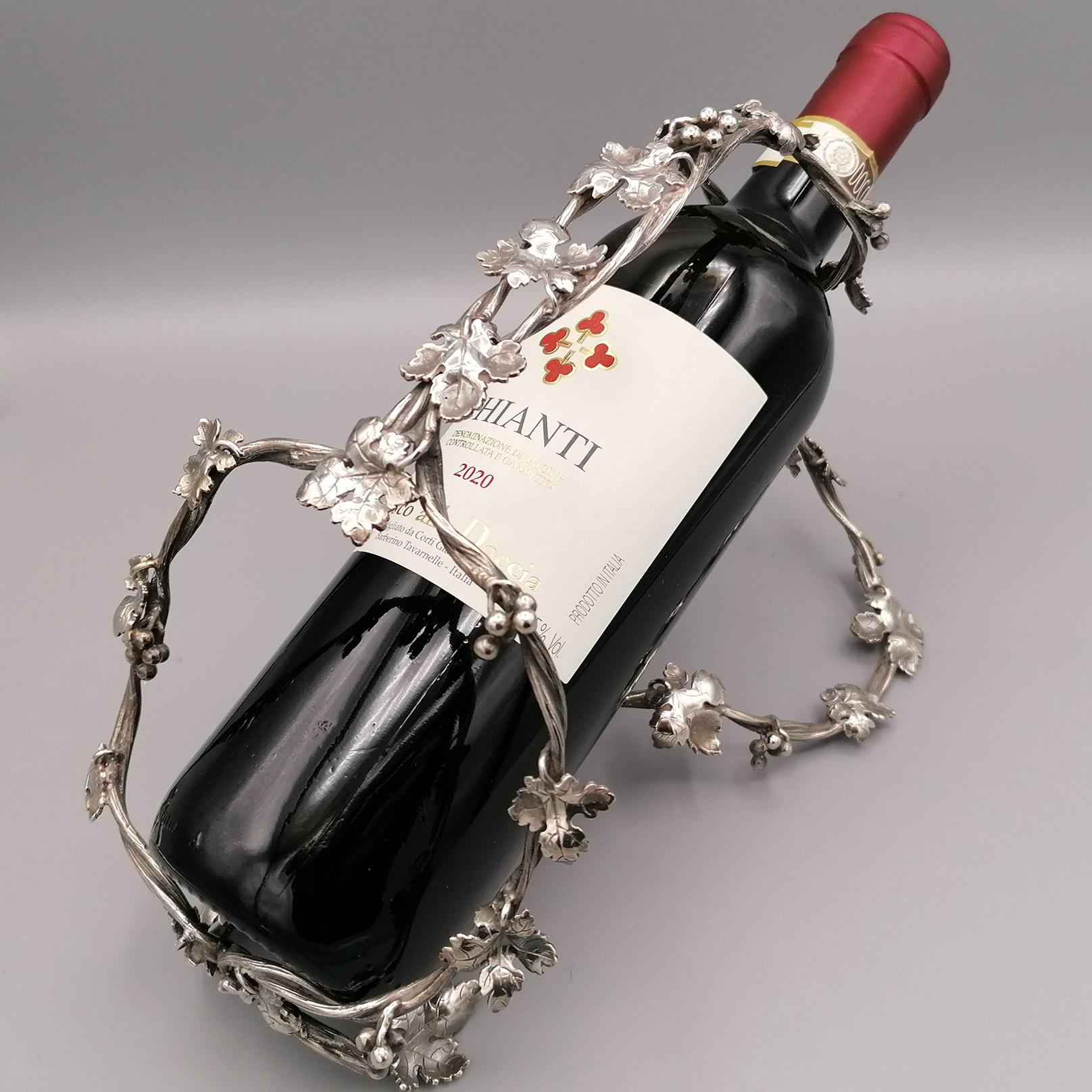 21st Century Italian Sterling Silver Red Wine Bottle Holder For Sale 2