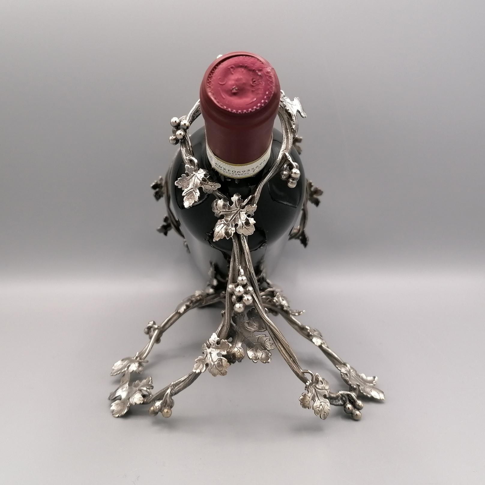 Contemporary 21st Century Italian Sterling Silver Red Wine Bottle Holder For Sale
